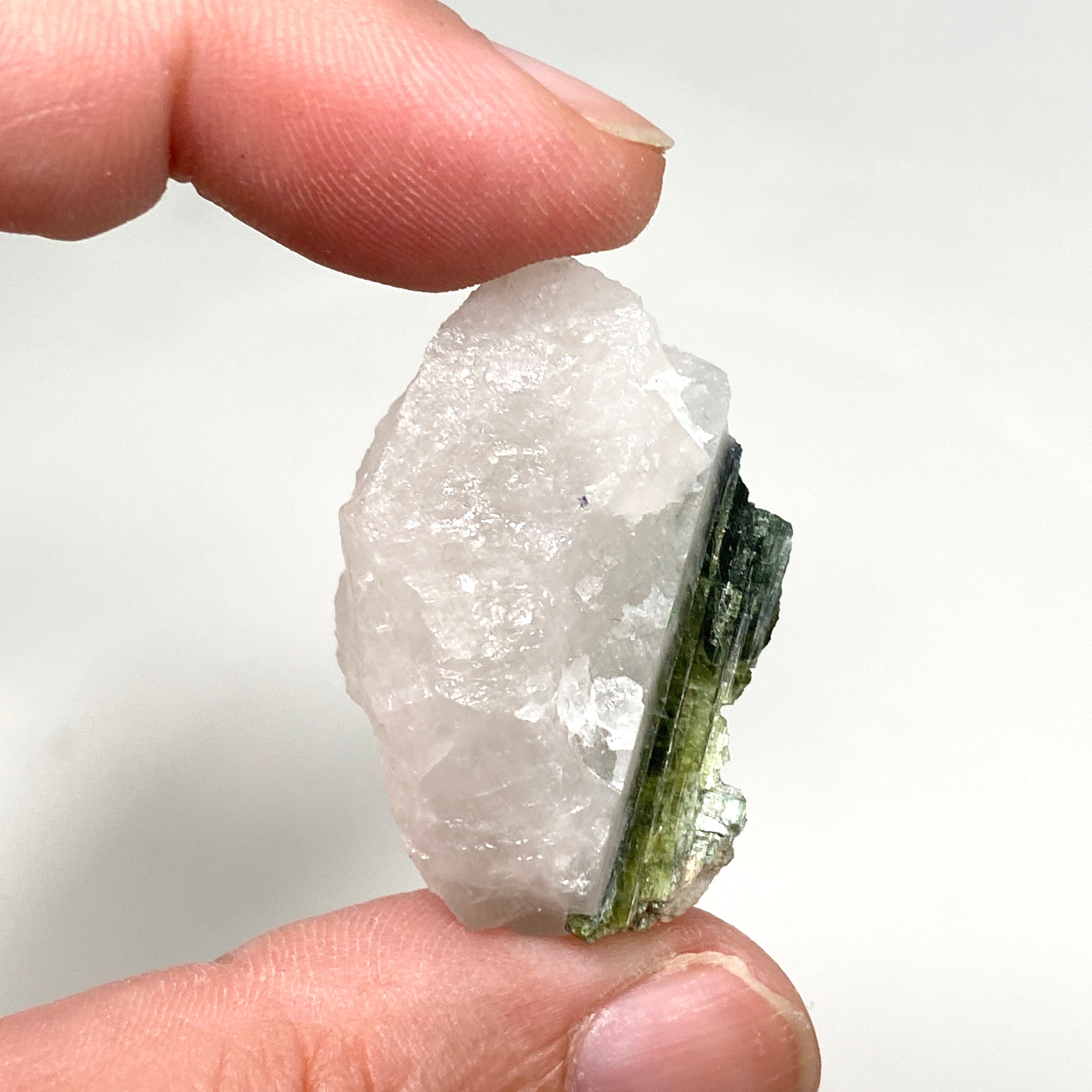 Natural Green Tourmaline on Quartz Crystal Specimen - GTQ05 | Healing Stone for Meditation, Reiki & Home Decor