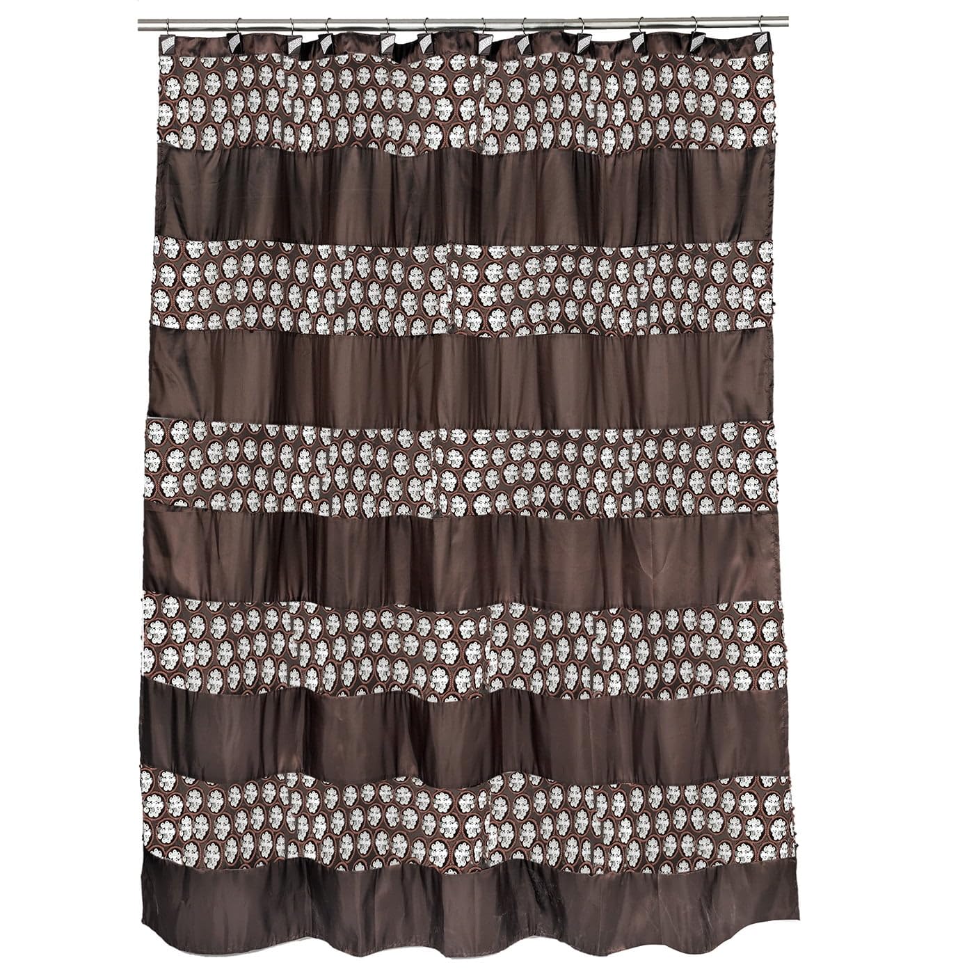 Premium 4-Piece Bathroom Accessory Set - Shower Curtain, Hooks, Contour Mat & Bath Rug (Brown) | Waterproof & Non-Slip | Complete Bathroom Decor Solution for Home, Apartment & Hotel Use