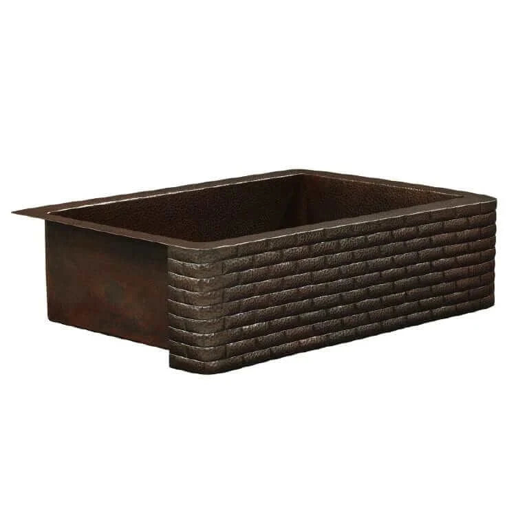 Thompson Kahlo 33-Inch Aged Copper Farmhouse Kitchen Sink with 3-Hole Faucet Installation - Perfect for Rustic Farmhouse, Cottage, and Vintage Style Kitchens