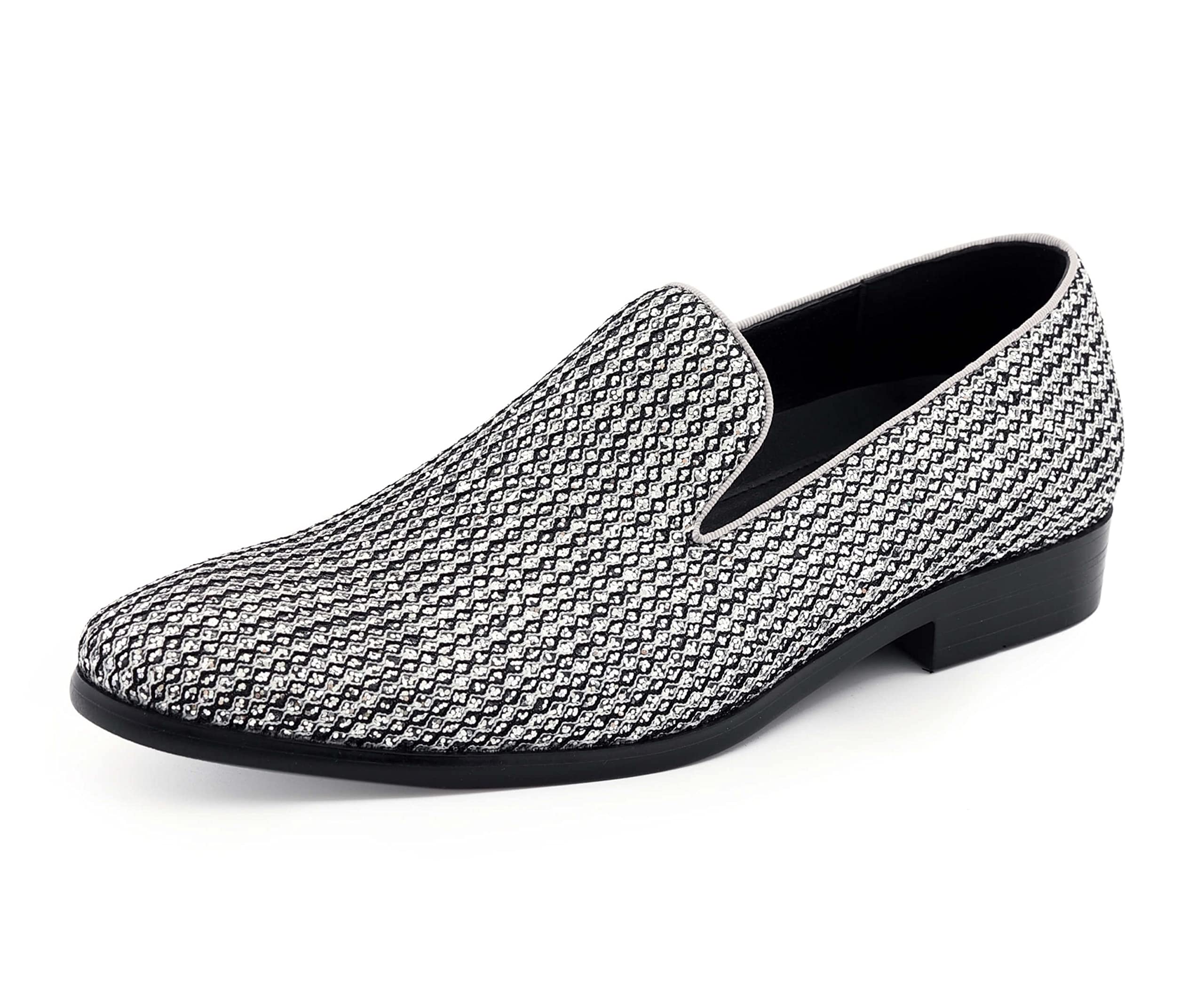 Amali Devy Men's Velvet Embellished Rhinestone Loafers - Formal Tuxedo Dress Shoes & Casual Slippers for Wedding, Party & Office Wear - Comfortable Fashion Footwear for Men