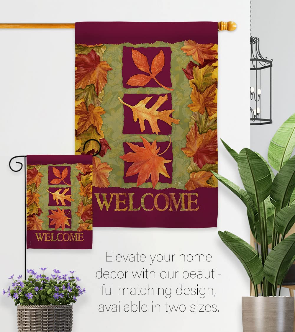Breeze Decor Fall Harvest Vertical Kit - 3 Leaves Autumn Decor for Home & Garden