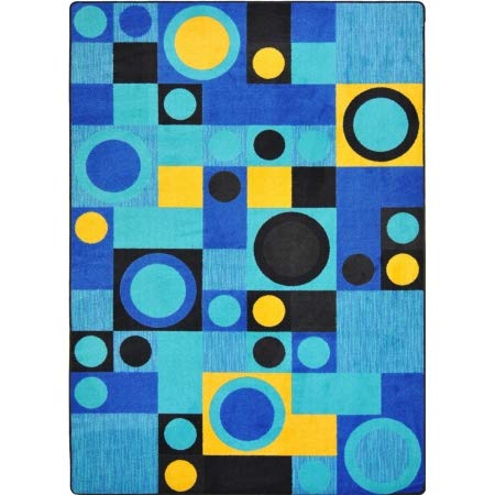 Kids Playroom Rug - Blue City Block Design Rectangle Area Rug for Teens (7'8