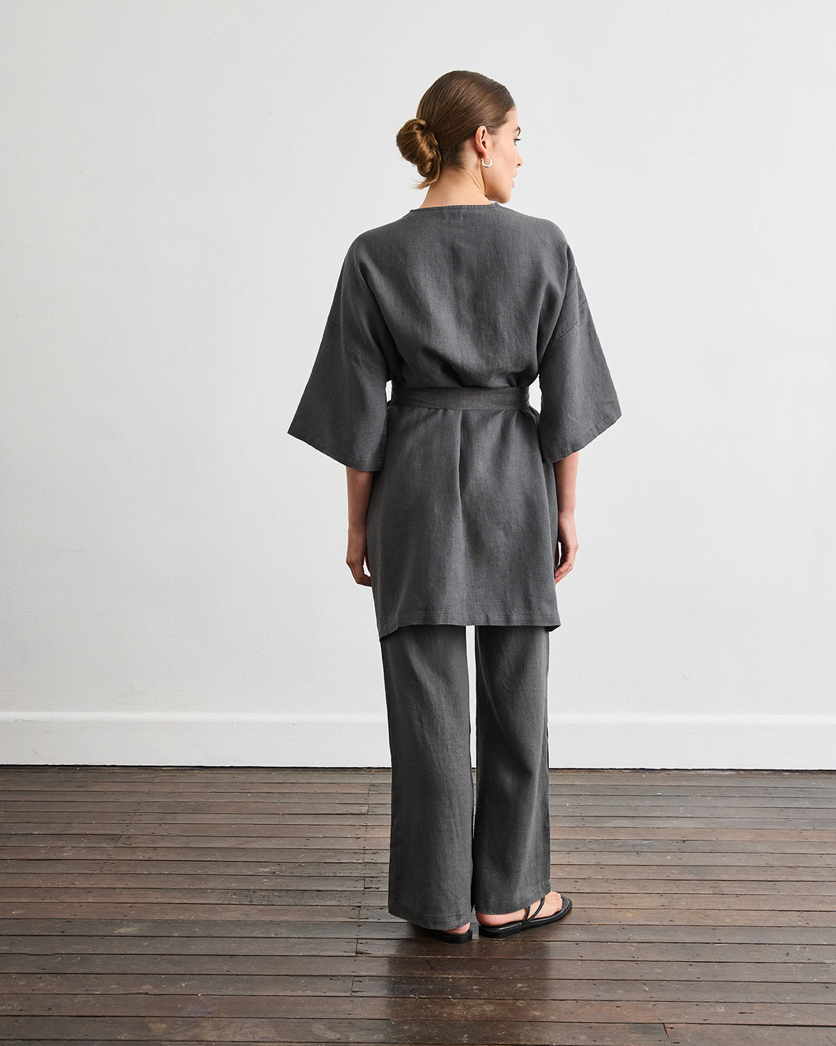 Premium Charcoal Linen Pants for Women - Comfortable & Breathable Palazzo Trousers - Perfect for Summer, Travel, and Casual Wear