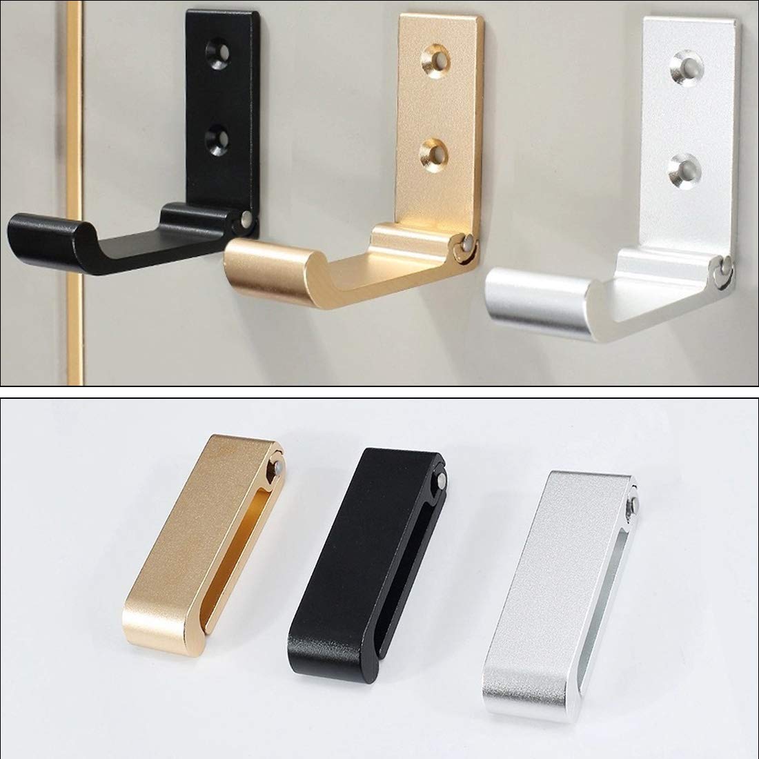 6PCS Matte Black Folding Coat Hooks - Heavy Duty Aluminum Alloy Wall Mounted Hooks for Coats, Bathroom Towels & Robes - Rustproof Indoor/Outdoor Use - Perfect for Entryway, Closet & Laundry Room Organization