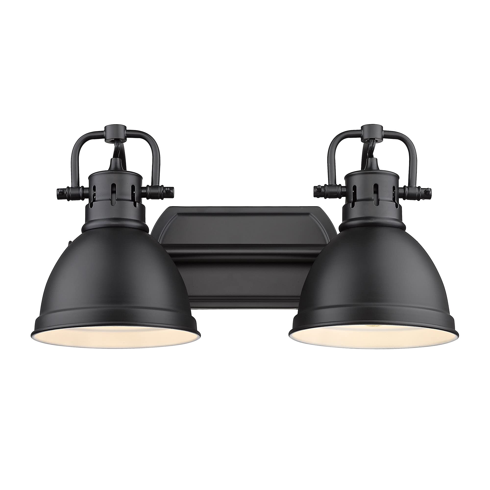 Golden Lighting Duncan Matte Black Two-Light Bathroom Vanity Light Fixture with Matte Black Shades - Perfect for Modern Bathroom, Powder Room, and Spa Decor