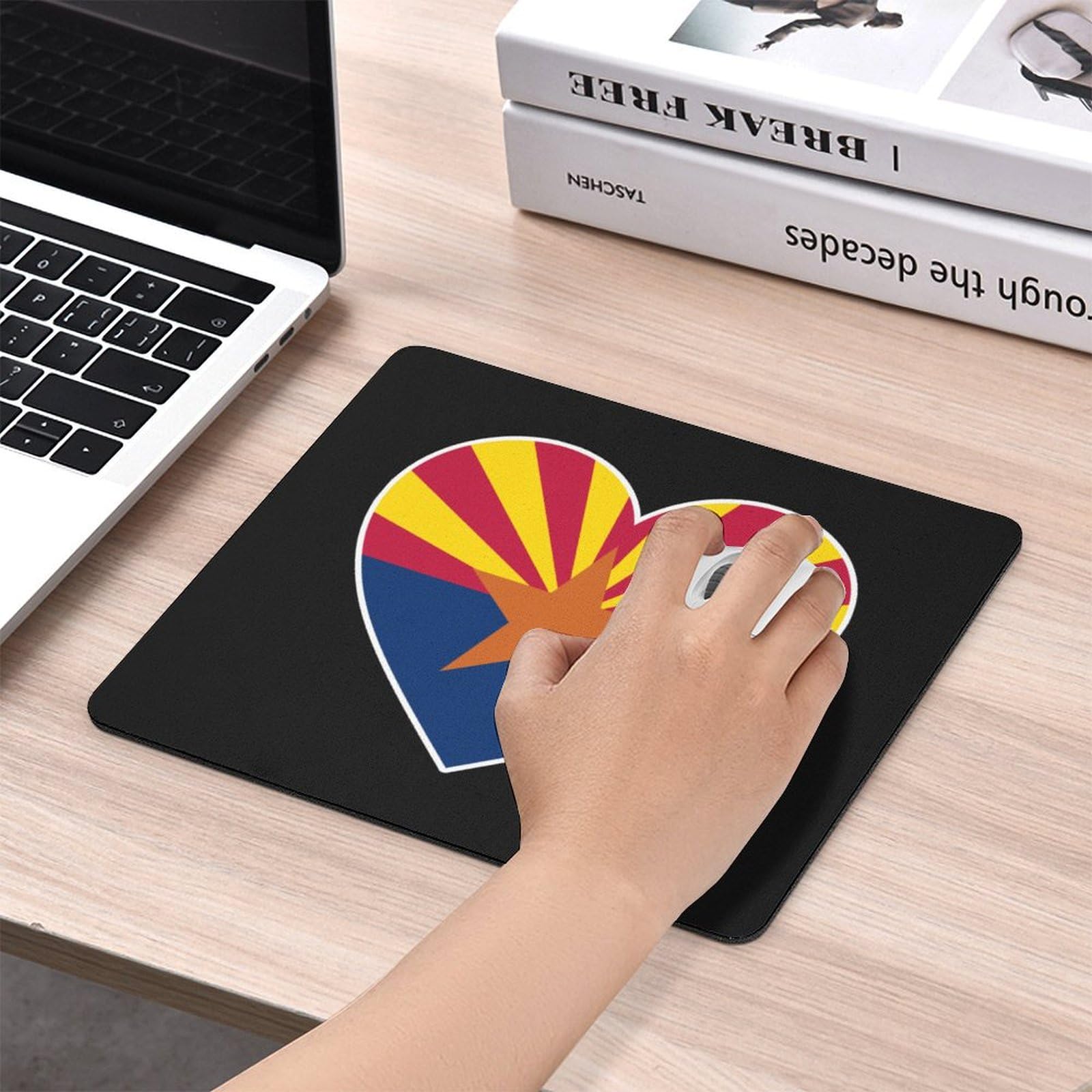 Arizona Flag Heart Mouse Pad - Non-Slip Rubber Base Desk Mat for Laptop & Gaming (25x30cm) | Perfect for Office, Home & Gaming Setup