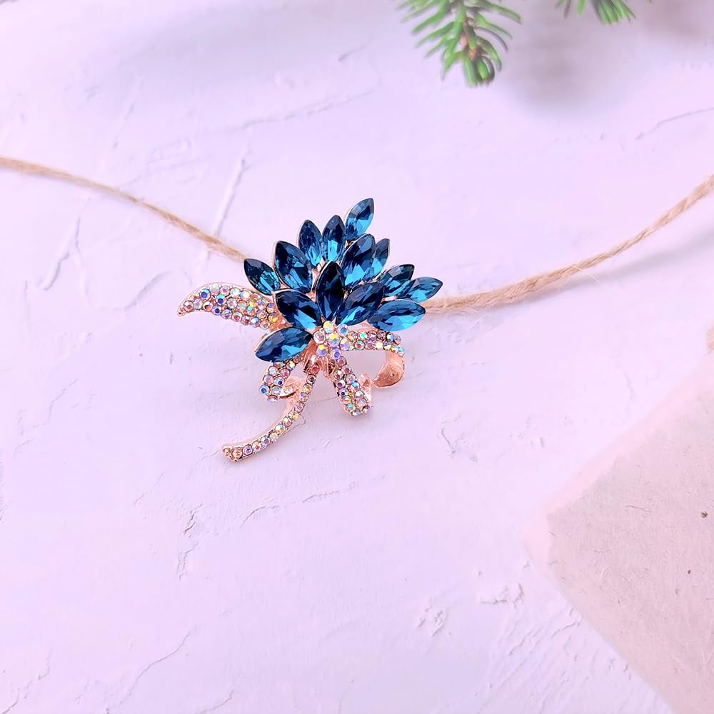 Elegant Floral Brooch Pin for Women - Crystal Rhinestone Corsage Pin for Wedding Bouquet, Bridal Party, Prom & Special Occasions | YEFUNLIY Fashion Jewelry Accessory