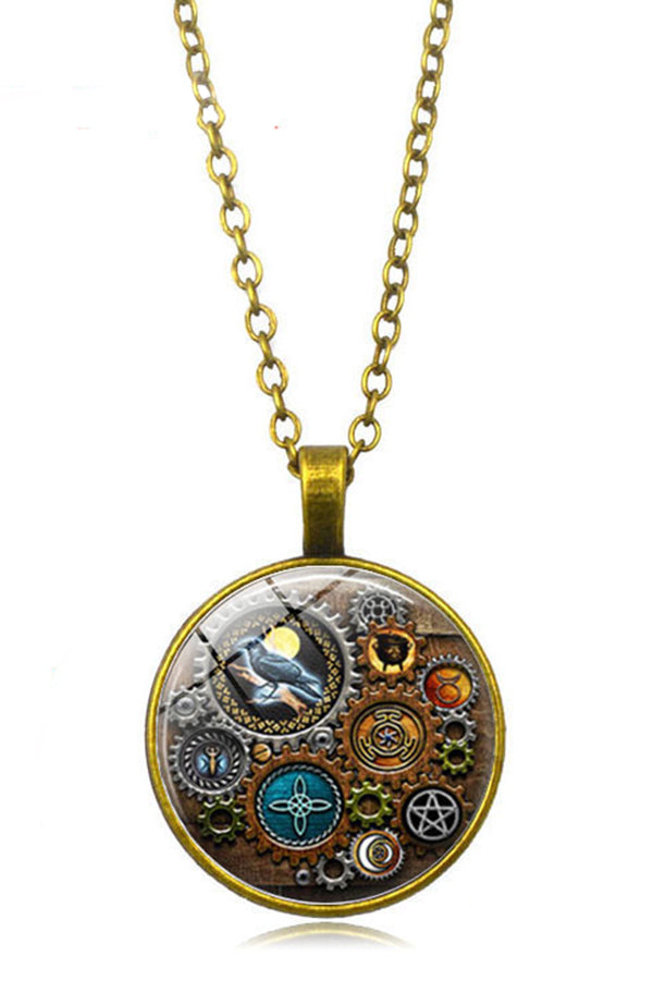 Steampunk Mechanical Time Gem Necklace for Women - Vintage Bronze Pocket Watch Pendant Jewelry - Perfect for Cosplay, Gothic Fashion & Unique Gift Giving