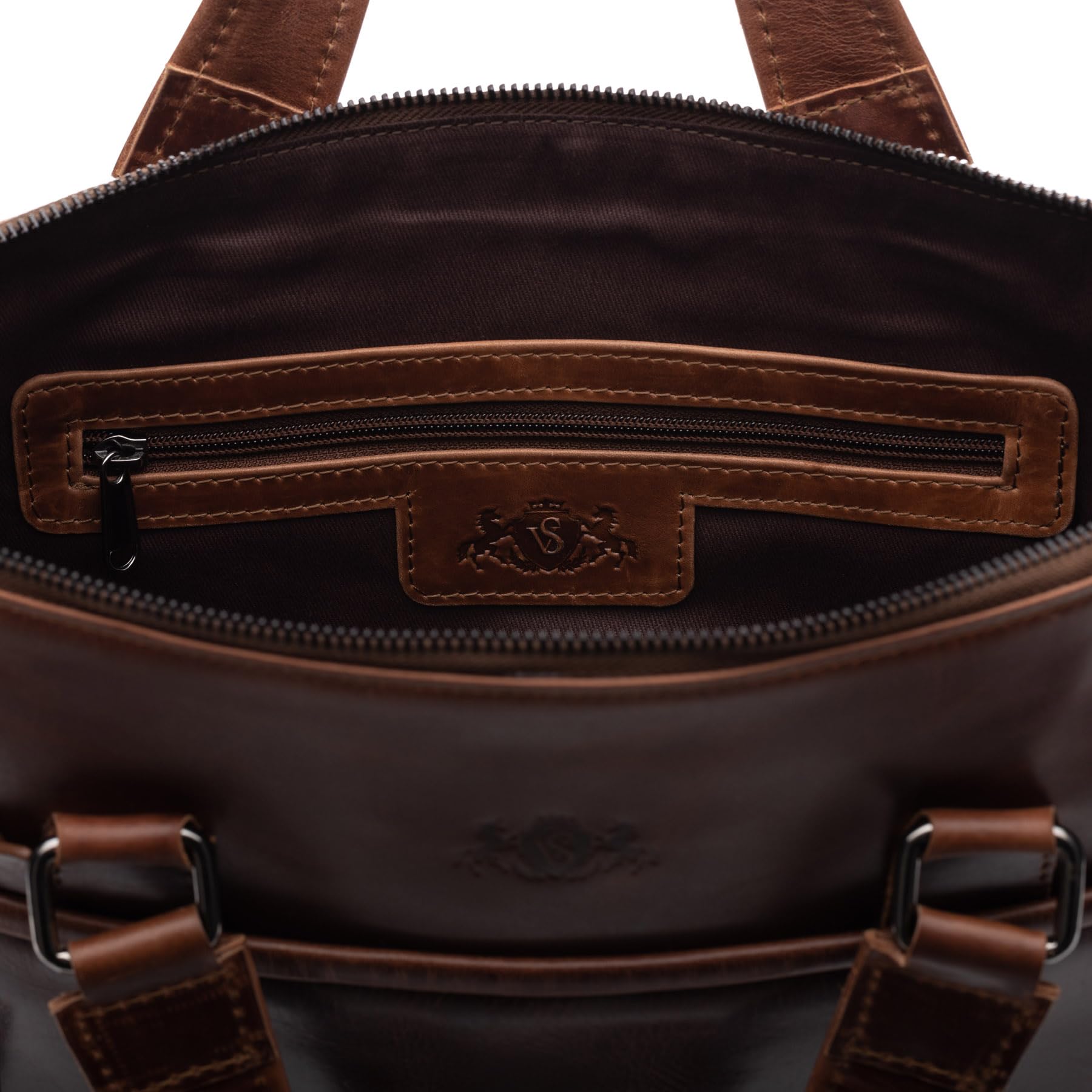 SID & VAIN London Large Real Leather Business Briefcase - Unisex Brown Laptop Bag for Office, Travel & Professional Use