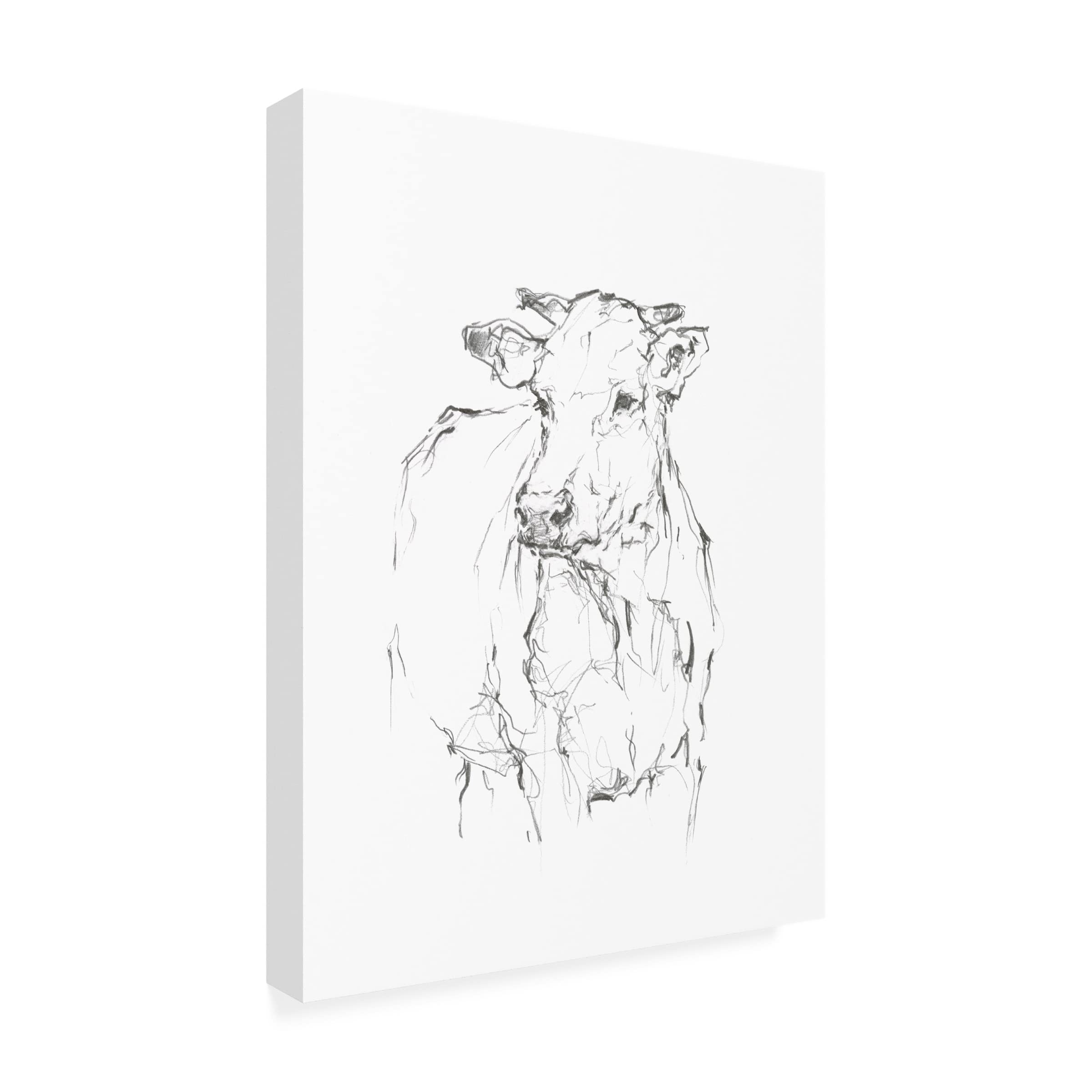 Trademark Fine Art 'Bovine Quick Study II' Canvas Art by Ethan Harper - Modern Farmhouse Wall Decor for Living Room, Bedroom & Office