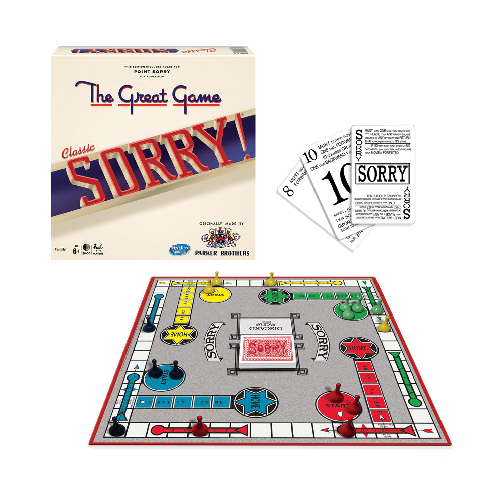 Classic Sorry Board Game with Original Artwork - Family Fun Strategy Game for Kids & Adults - Perfect for Game Nights, Parties & Indoor Activities