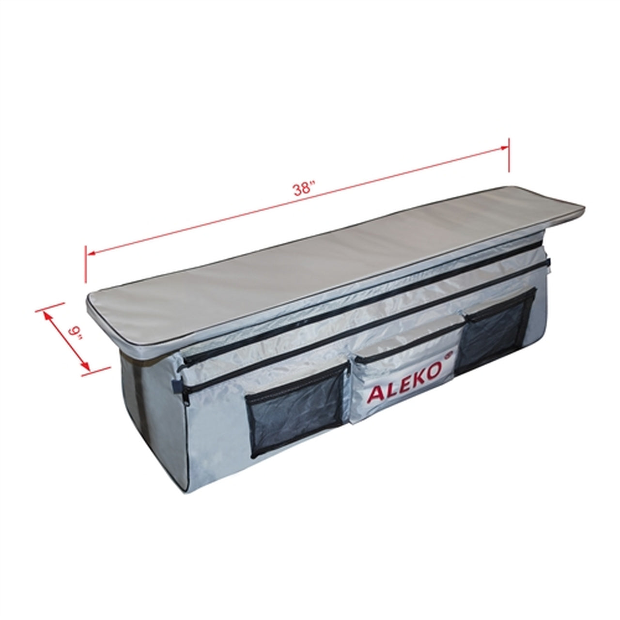 Aleko Waterproof Inflatable Boat Seat Cushion with Storage Bag & Pockets - 38 x 9 Inches, Gray - Perfect for Fishing, Kayaking, and Boating Comfort