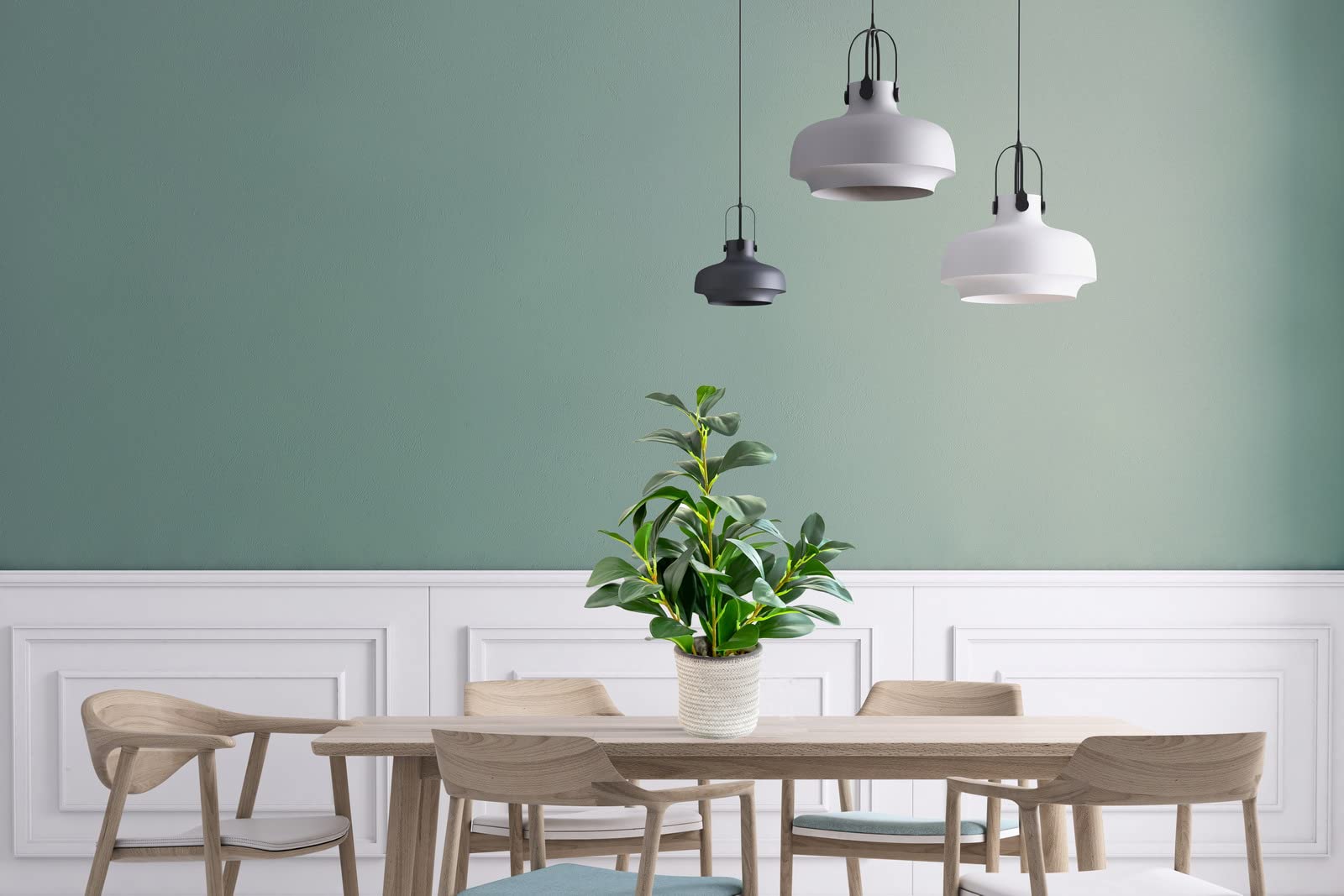 16 Inch Artificial Peperomia Leaf Faux Plant - Realistic Indoor Fake Ficus Tree for Office Desk, Farmhouse Home Decor - Perfect for Kitchen, Bathroom, Bedroom & Living Room Greenery