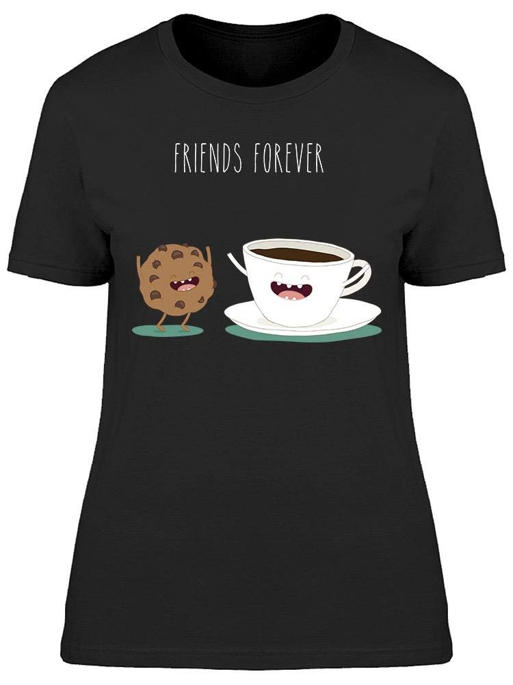 Friends Forever Cookie Coffee T-Shirt for Women - Cute Graphic Tee for Coffee Lovers, Best Friends & Casual Outfits | Perfect for Coffee Dates, Girls' Night Out & Everyday Wear