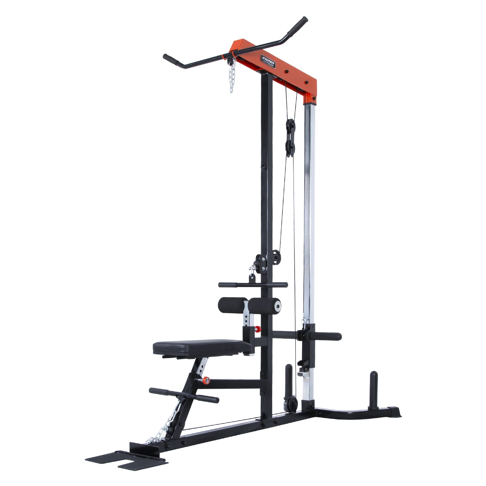 RitFit LAT Pull Down and Low Row Cable Machine - Adjustable Pulley System with Seat & Knee Support for Home Gym Strength Training | Perfect for Back Workouts, Arm Exercises and Full-Body Training