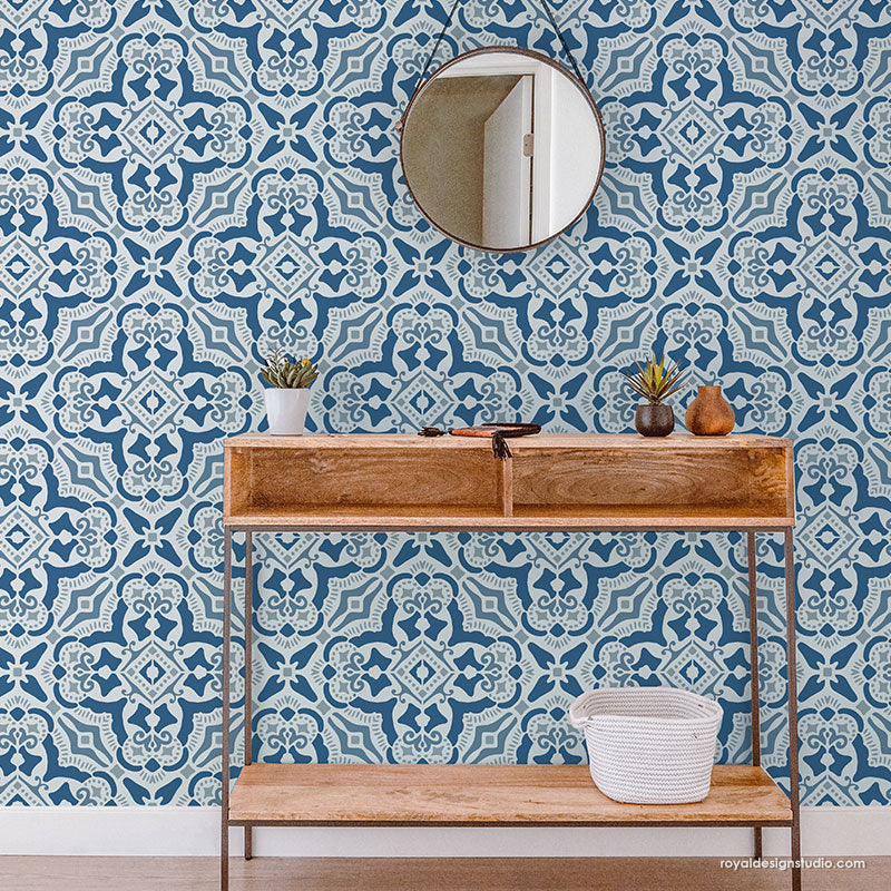 Rosa Tile Stencil - Reusable DIY Tile Painting Template for Floral Patterns - Perfect for Bathroom, Kitchen Backsplash & Home Decor Projects