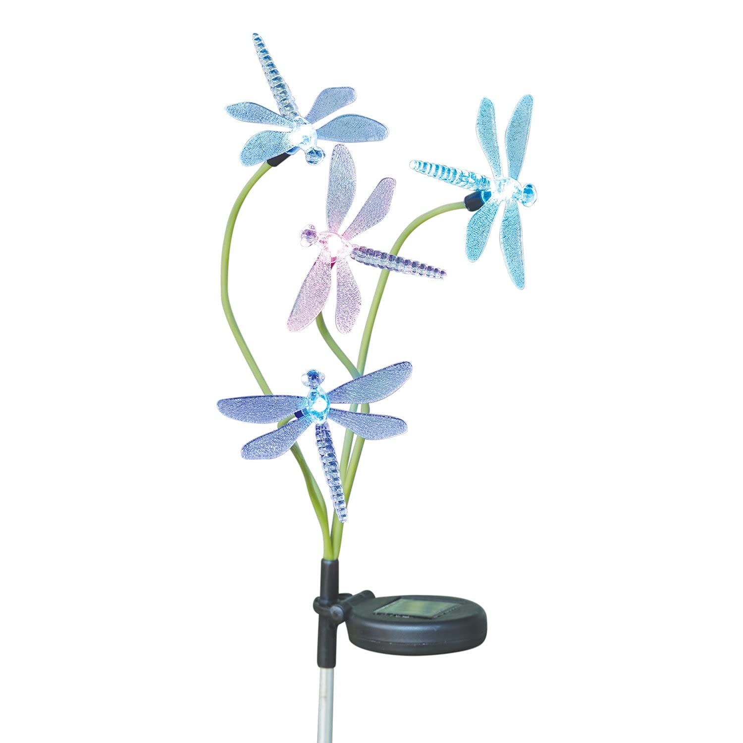 Solar Powered LED Color-Changing Dragonfly Garden Stake - 32