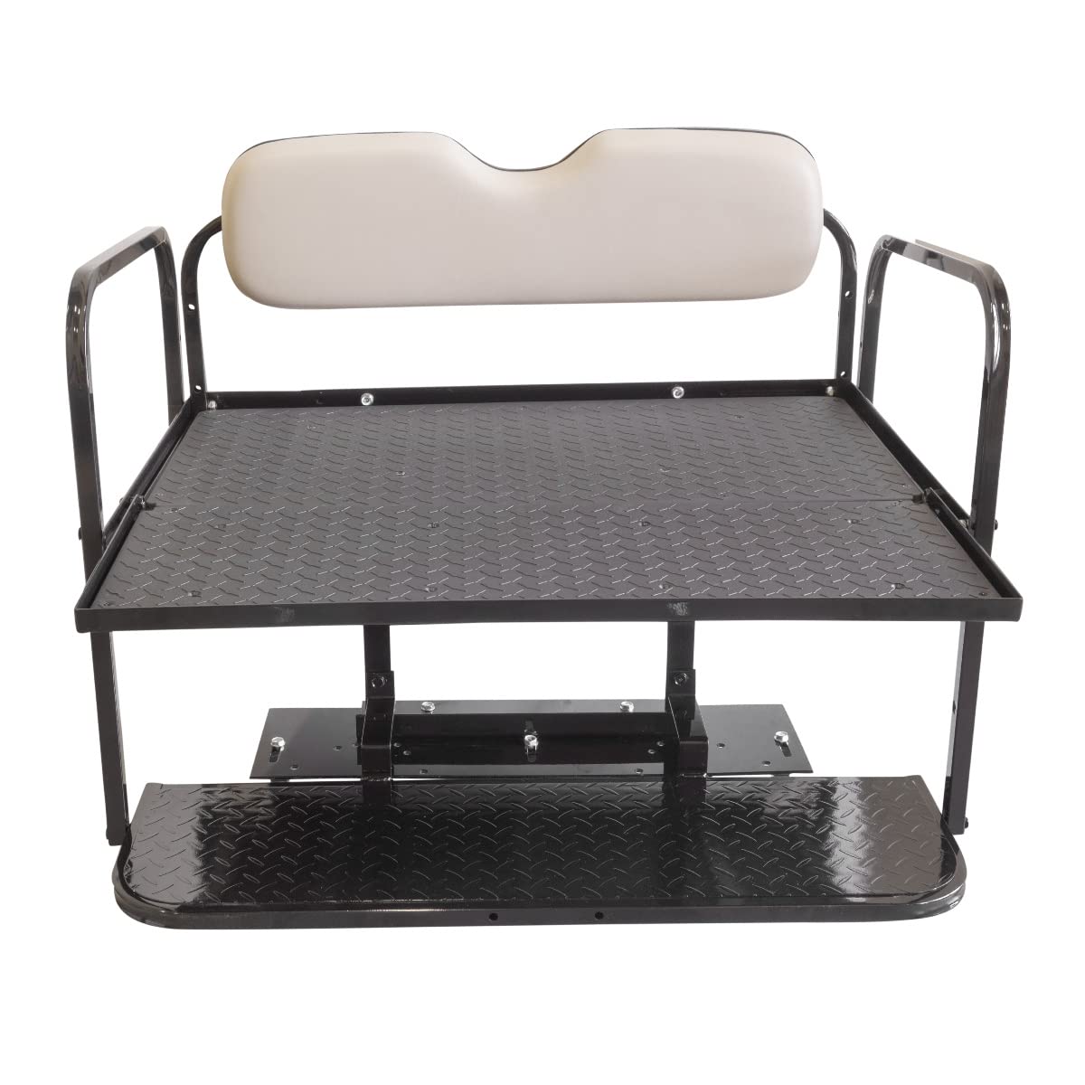 Yamaha G29 Drive Golf Cart Rear Flip Seat Kit - Folding Steel Frame with Stone Grey Cushions | Compatible with 2007-2016 Models | Perfect for Family Rides, Golf Courses & Neighborhood Cruising