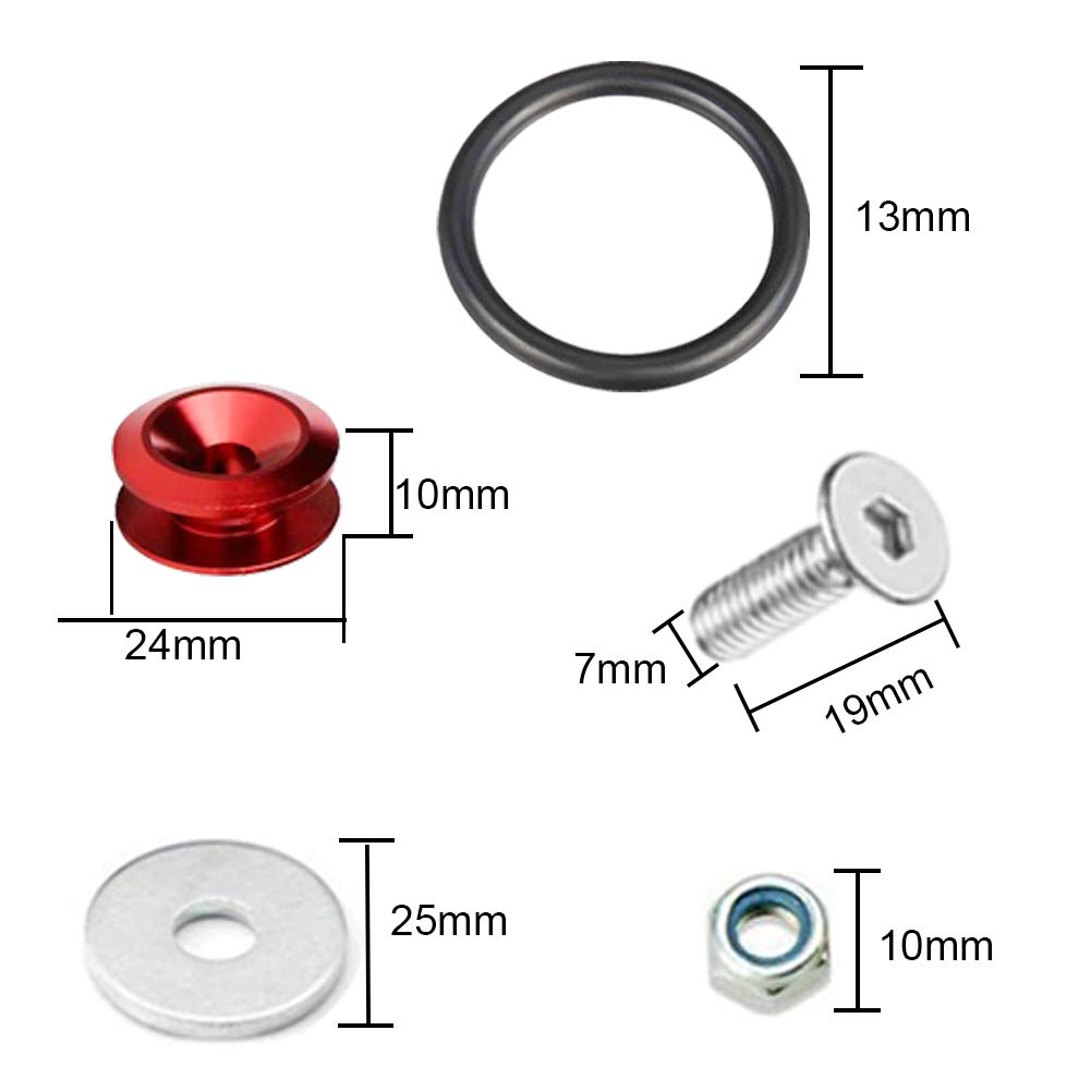 8Pcs Universal Car Bumper Fastener Kit - Quick Release Front Rear Bumper Clips for Trunk Fender Hatch Lid (Red) - Perfect for Auto Repair & DIY Car Maintenance