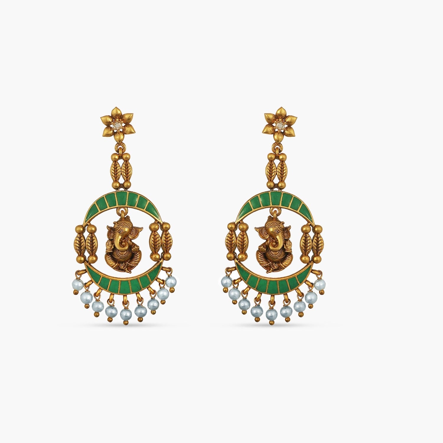 Exquisite Ganesha Enamel Antique Earrings - Handcrafted Indian Jewelry for Women | Perfect for Festivals, Weddings & Spiritual Occasions