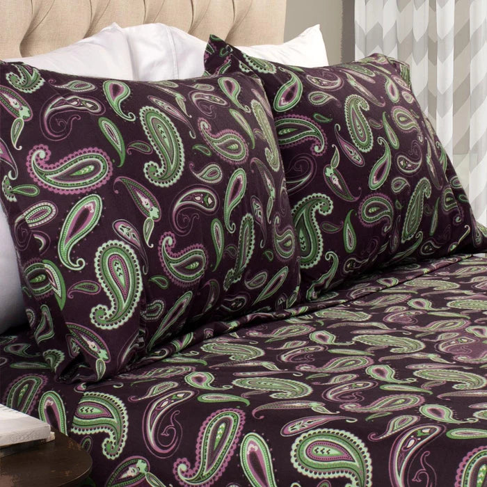 Soft Cotton Flannel Paisley 2-Piece Pillowcase Set - Luxury Bedding for Cozy Nights & Home Decor