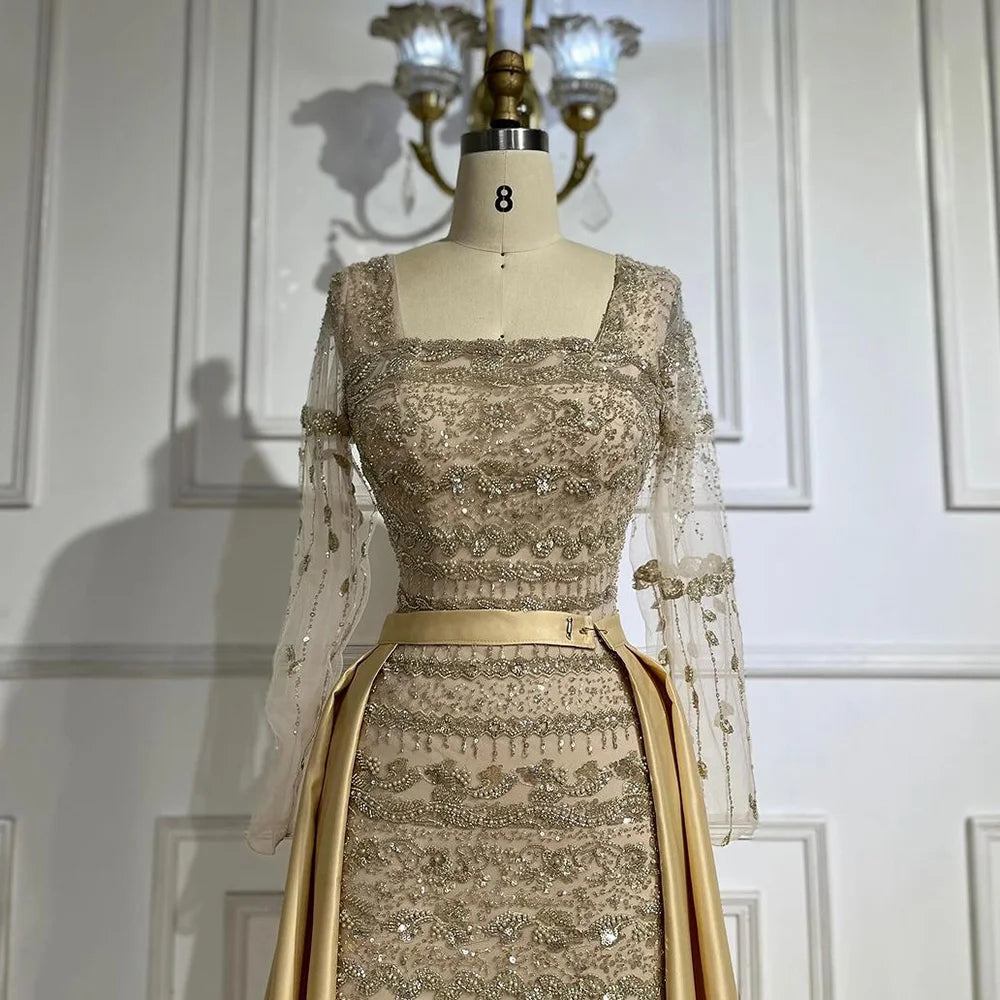 Luxury Dubai Arabic Sage Green Mermaid Evening Dress Gowns for Women - Elegant Formal Party Gown for Prom, Wedding, Gala & Special Occasions