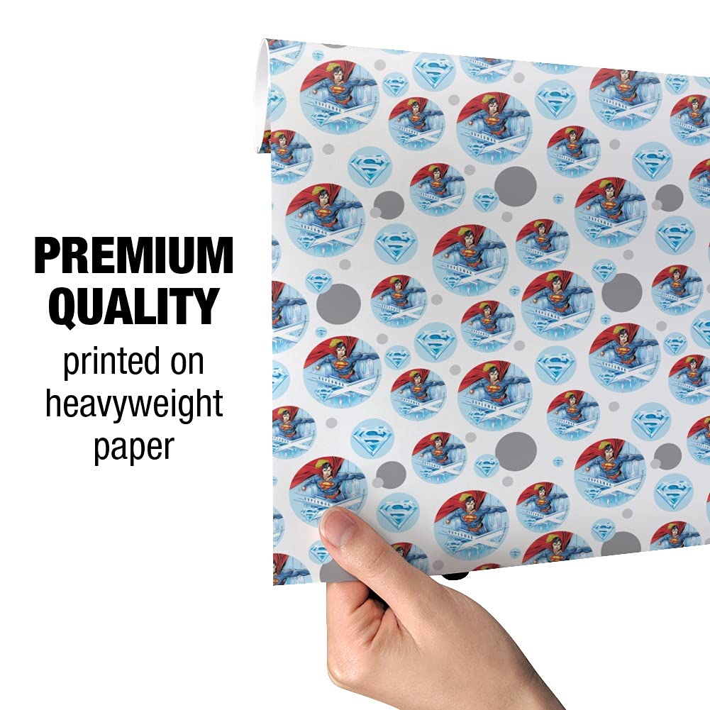 Superman Solitude Gift Wrap Wrapping Paper Roll - Premium Superhero Themed Wrapping Paper for Birthdays, Holidays & Special Occasions