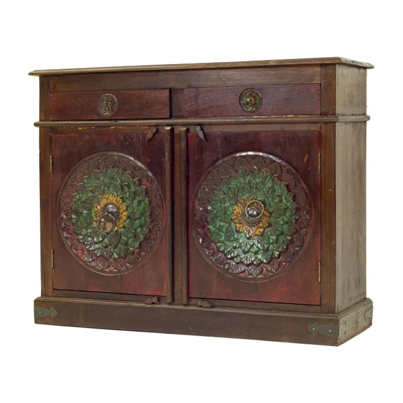 French Hand Carved Solid Wood Sideboard in Chocolate Brown - Elegant Dining Room Buffet for Home Decor & Storage