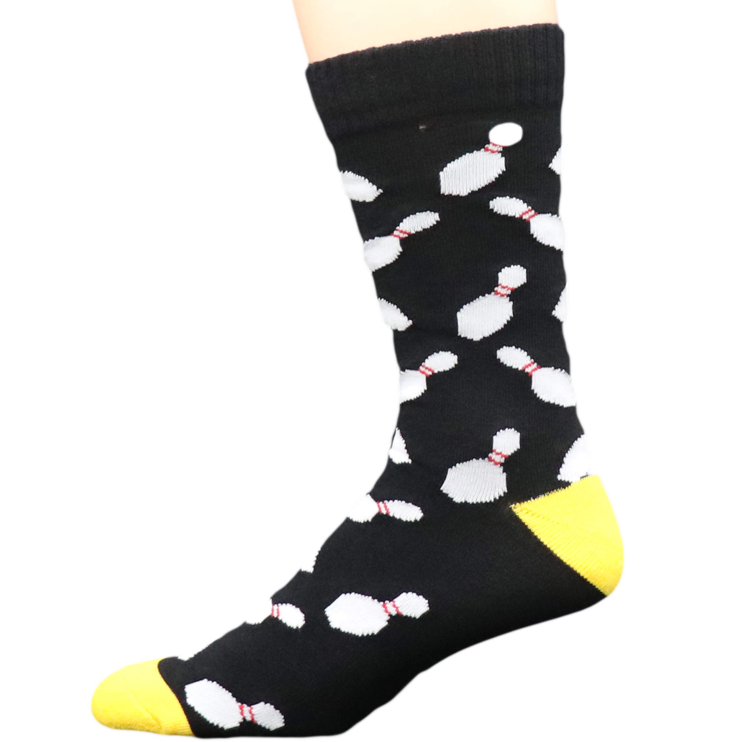 Premium Black & White Bowling Pins Dress Crew Socks - Comfortable & Stylish for Bowling, Cosplay & Casual Wear