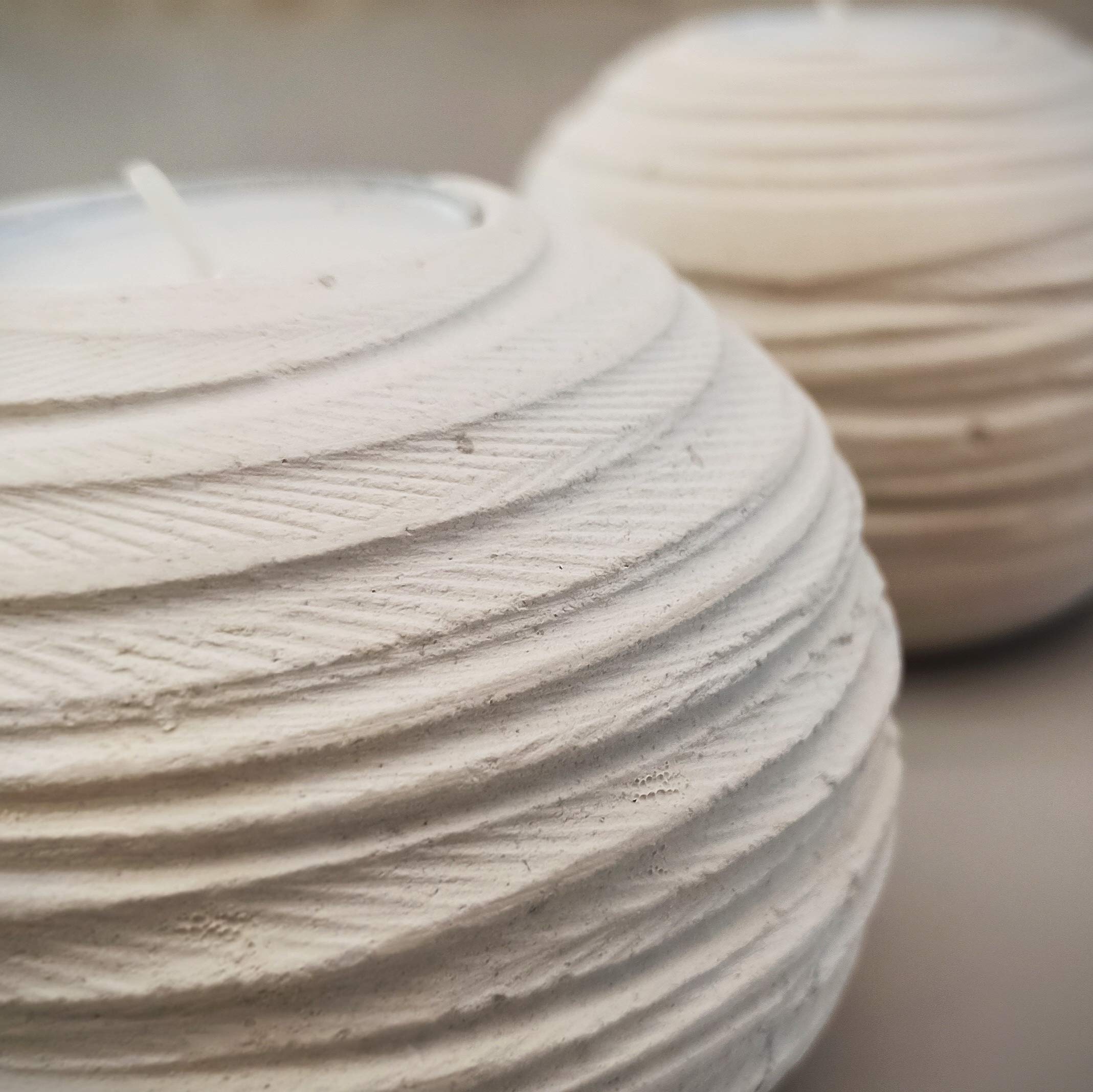 Handmade Italian Grooved Stone Sphere Candle Holders - Set of 3 with Gift Box, Candles & Message Card - Elegant Home Decor for Living Room, Dining Table, Wedding Centerpiece & Coffee Table Display