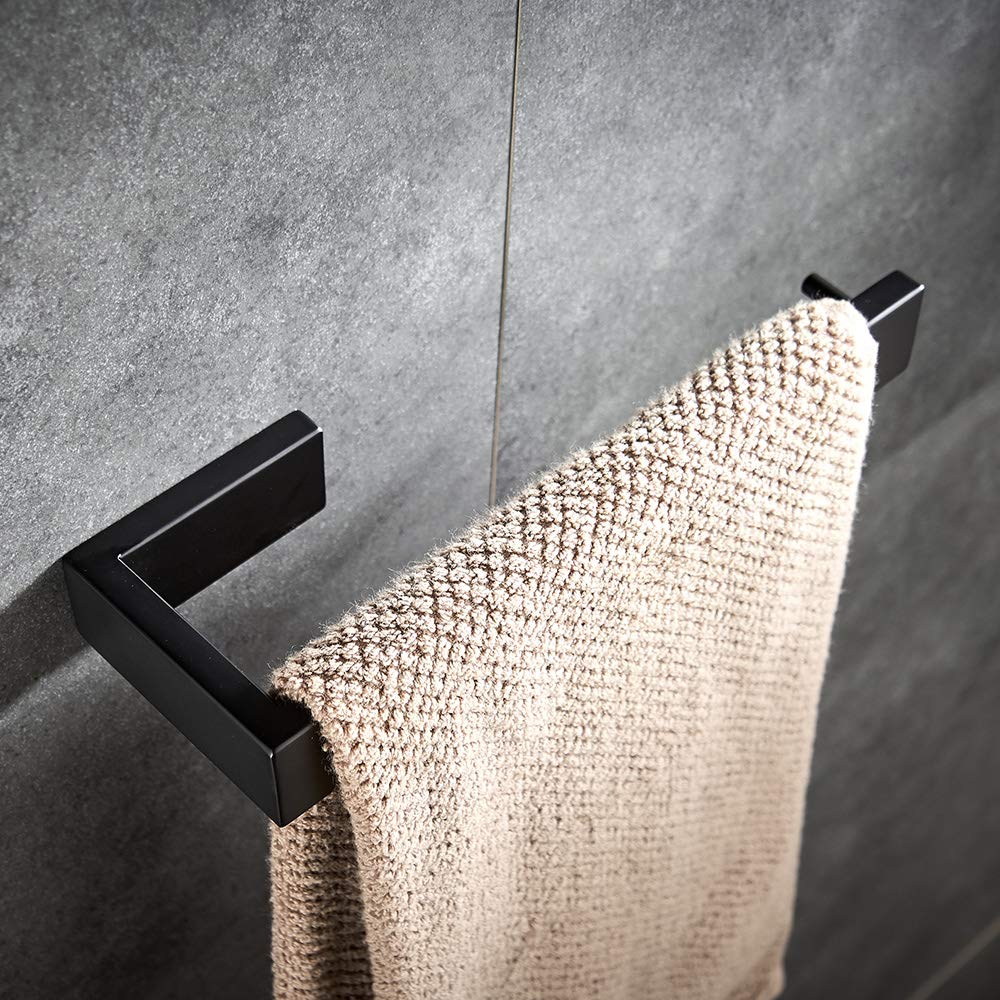 Modern Stainless Steel Wall Mounted Towel Ring Holder - Matte Black Bathroom Towel Hanger with Bracket Included - Perfect for Bathroom, Kitchen & Spa Decor