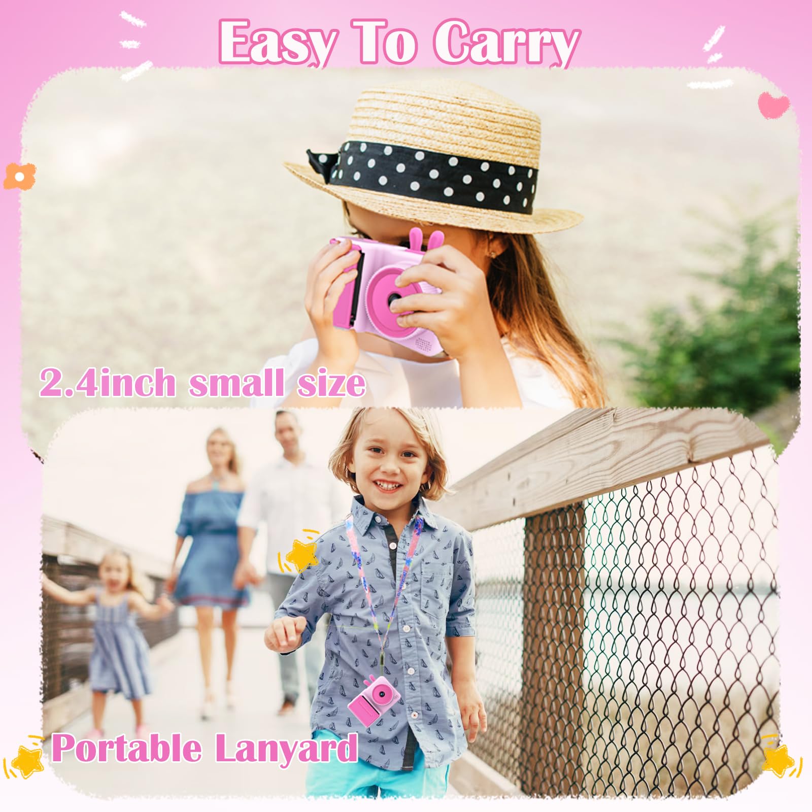 YINOCHE Kids Instant Print Digital Camera - Printable Photo Camera Toy for Boys & Girls Ages 3-14 | Birthday Gift for Kids | Fun for Parties, Travel & Creative Play (Pink)