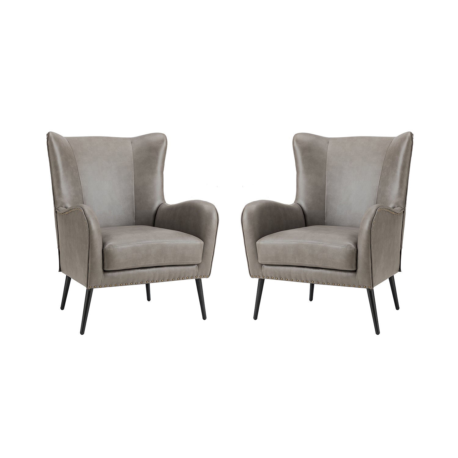 Stylish Shepherd Wingback Vegan Leather Armchair - Modern PU Leather Accent Chair for Living Room, Bedroom & Office - Comfortable Mid-Century Design with Optional Types
