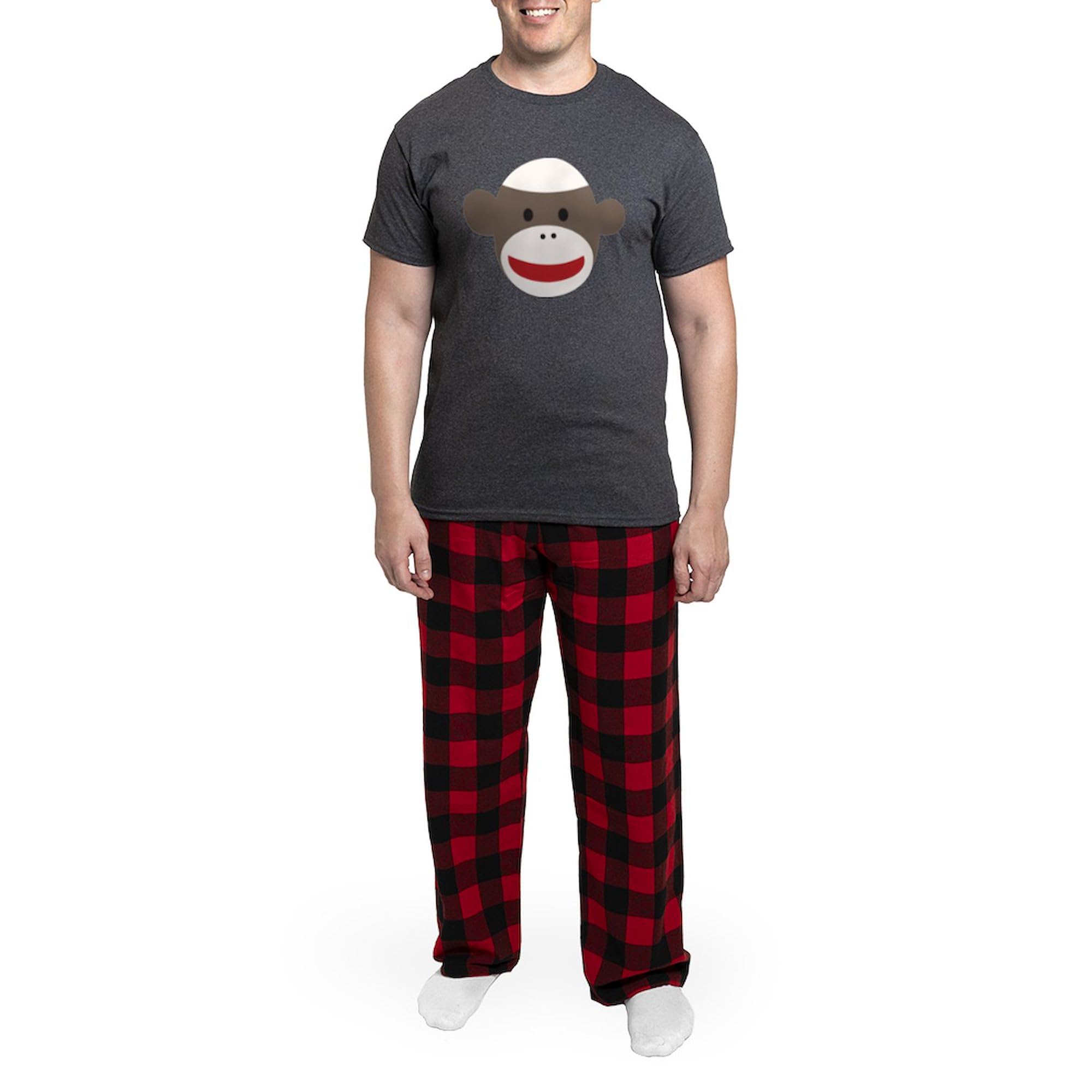 Men's Charcoal Sock Monkey Face Novelty Pajamas - Soft Sleepwear for Lounge & Gifts | Perfect for Christmas, Birthday & Cozy Nights at Home