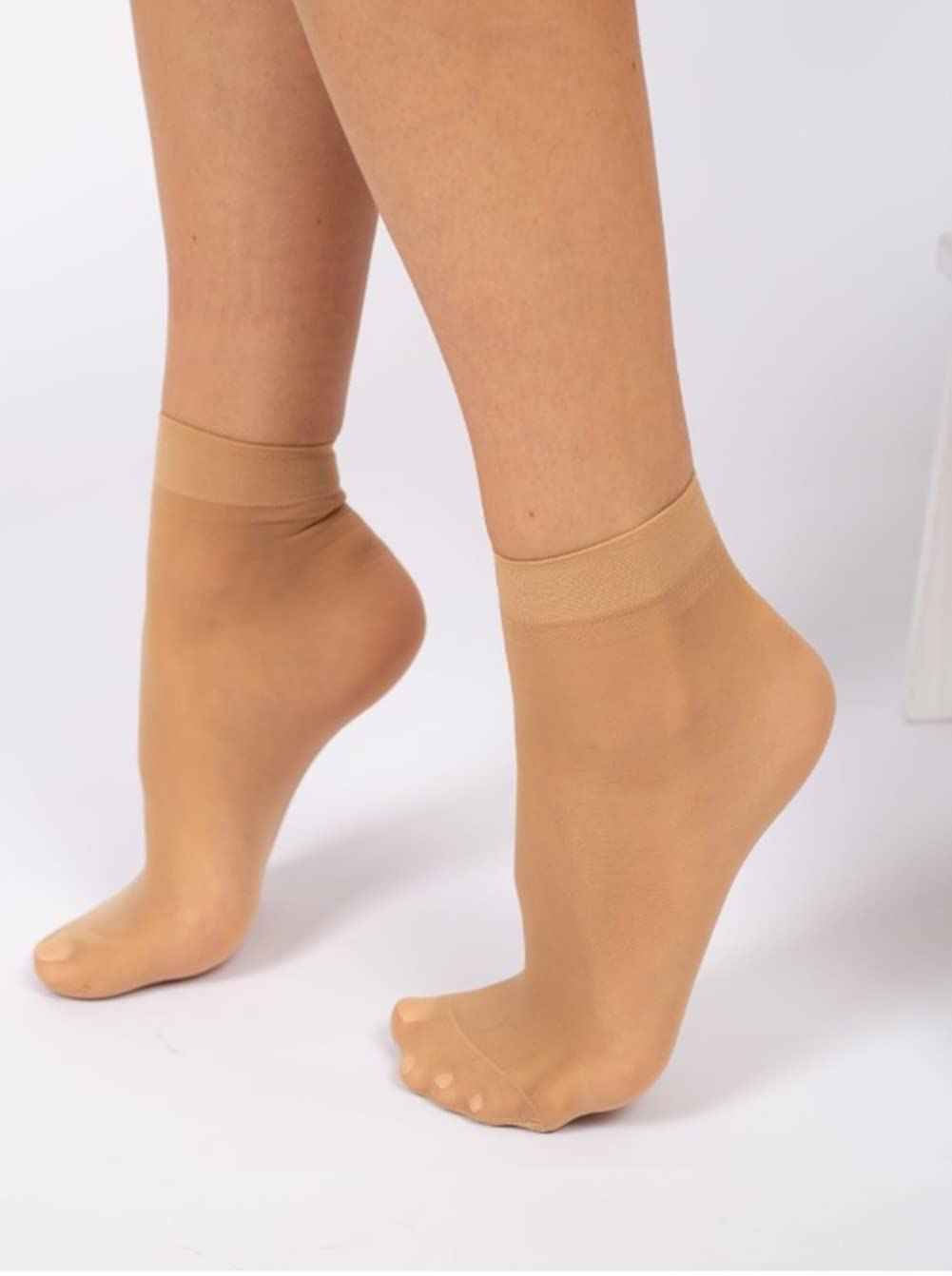 MALVA 5 Pairs Women's Sheer Knee-High Low Cut Nylon Socks - Fashionable Streetwear Sheer Hosiery for Casual Wear, Office & Daily Outfits