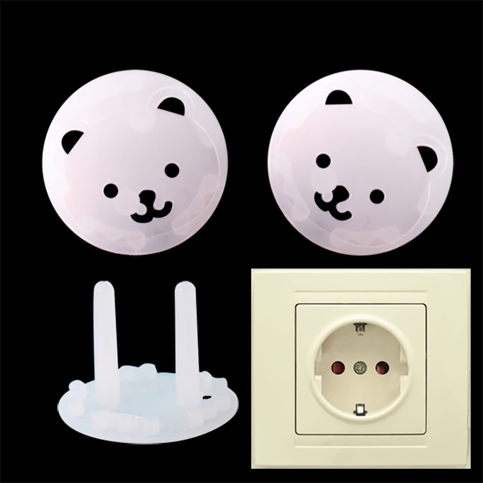 50Pcs 2 Phase European Plug Outlet Covers - Childproof Electrical Socket Protectors for Baby Safety - Shockproof Power Outlet Guards for Home & Nursery Use