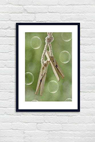 Laundry Room Decor - Soap Bubbles & Clothespins Wall Art Print, Rustic Country Home Decor, Perfect Housewarming Gift for Laundry Room, Bathroom or Farmhouse Style Kitchen