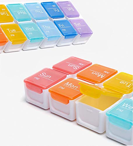 7-Day Weekly Pill Organizer with Timer & Reminder - AM/PM Detachable Pill Box for 2x Daily Medication - Perfect for Travel, Elderly Care & Daily Medication Management