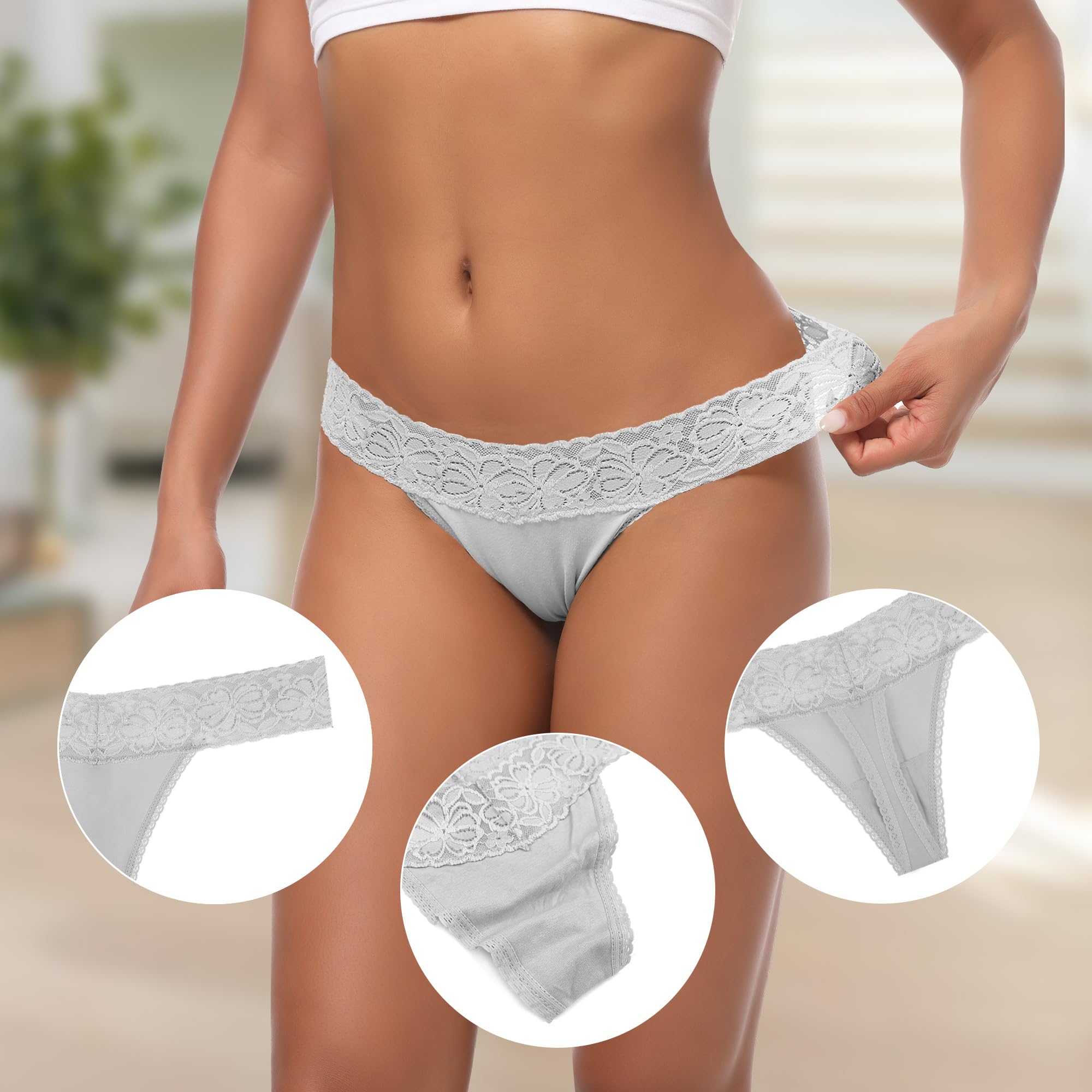 10 Pack Seamless Lace Thongs for Women - Plus Size Breathable Cotton Underwear - Low Rise T-Back No Show Panties - Comfortable for Daily Wear, Workout & Travel