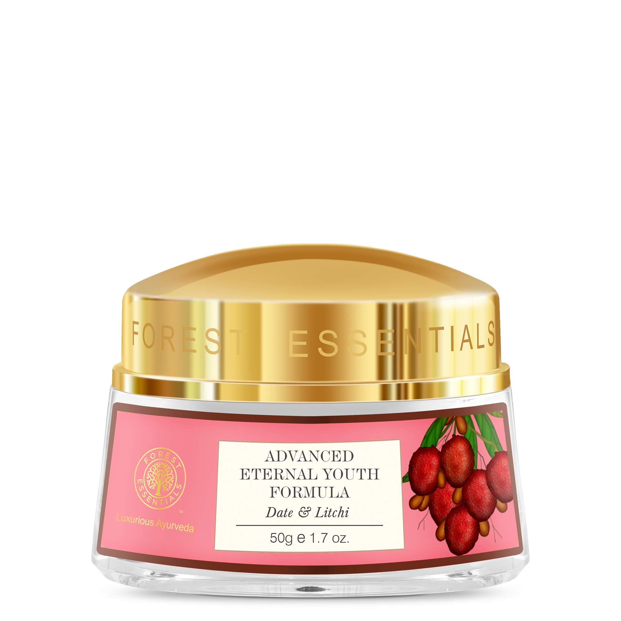 Forest Essentials Date & Litchi Eternal Youth Formula Face Cream - 50g | Anti-Aging Moisturizer for Glowing Skin | Perfect for Daily Skincare Routine & Nighttime Hydration