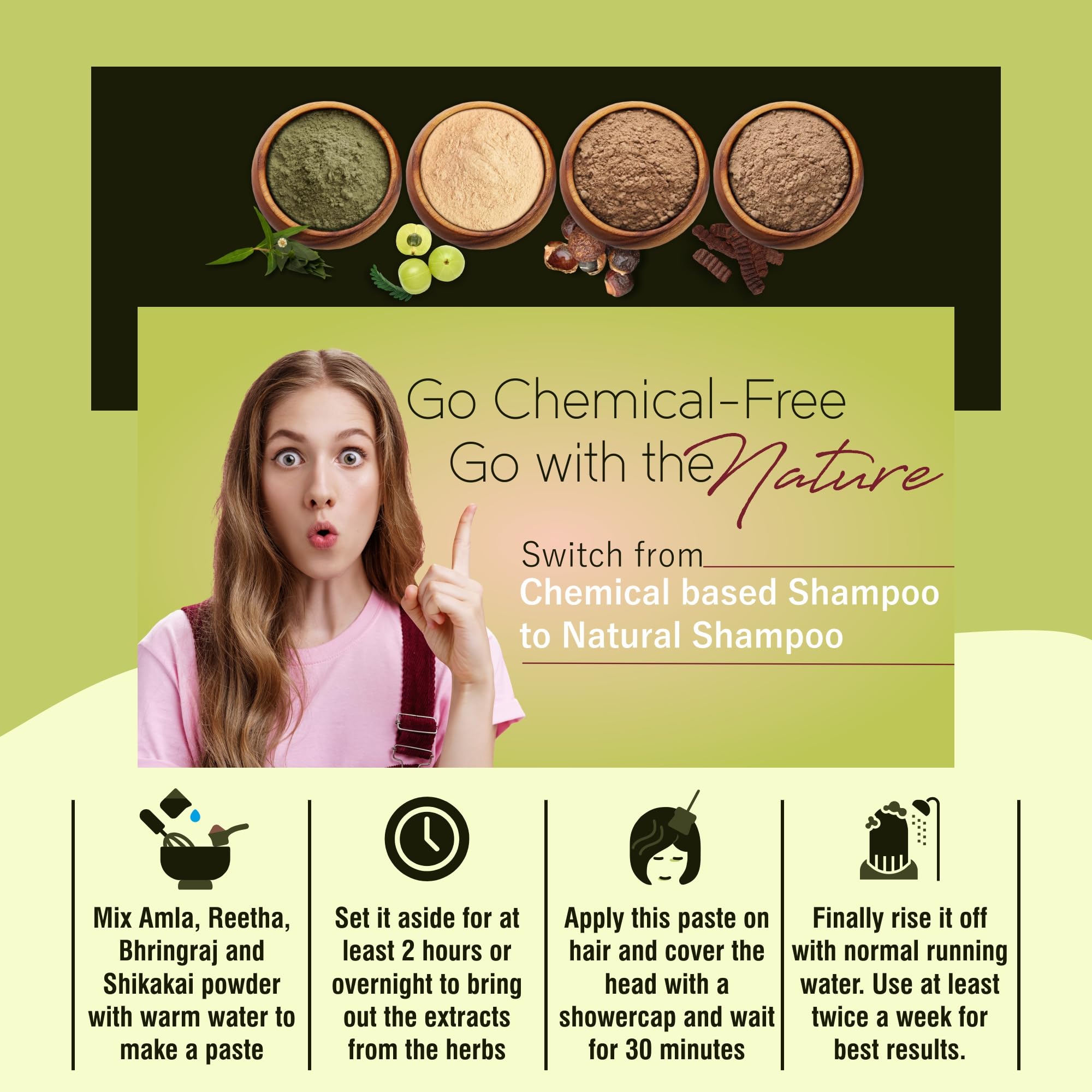 Bhringraj & Shikakai Ayurvedic Hair Growth Powder – 500g | Herbal Hair Mask for Dry, Frizzy Hair | Natural Volume Booster | Organic Hair Wash Powder | 250g Each | Promotes Stronger, Thicker Hair | Perfect for Daily Hair Care & Scalp Treatment