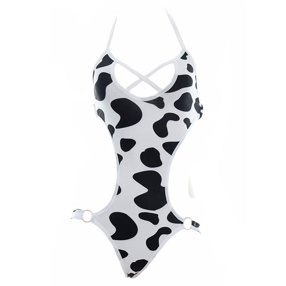 Sexy Dalmatian Print Cow Bikini Set - Anime Cosplay Costume & Lingerie for Women - Perfect for Halloween, Parties, and Roleplay