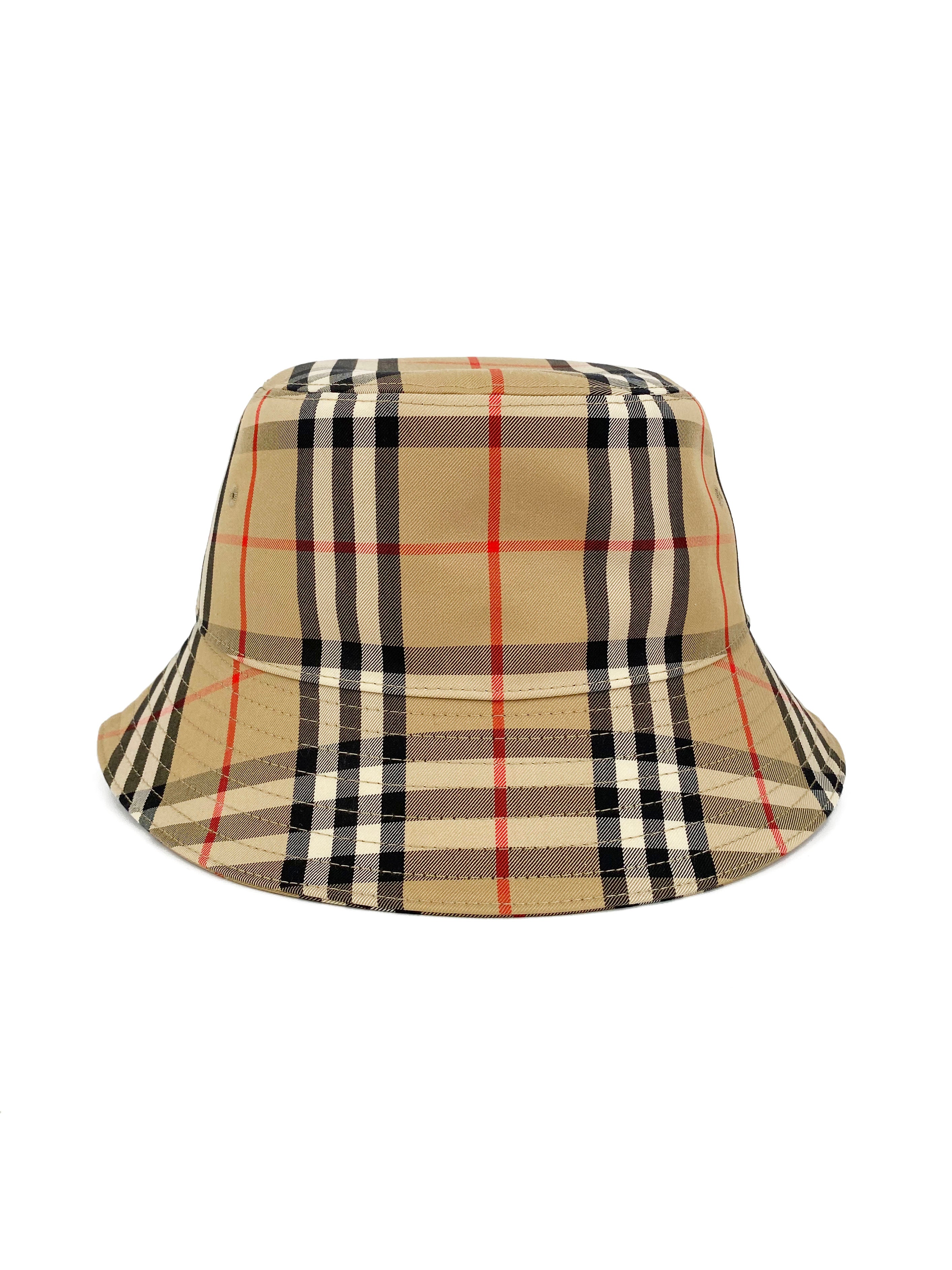 Burberry Vintage Check Cotton Bucket Hat - Classic Plaid Unisex Sun Hat for Men & Women - Perfect for Outdoor Activities, Beach, Travel & Fashion Accessories