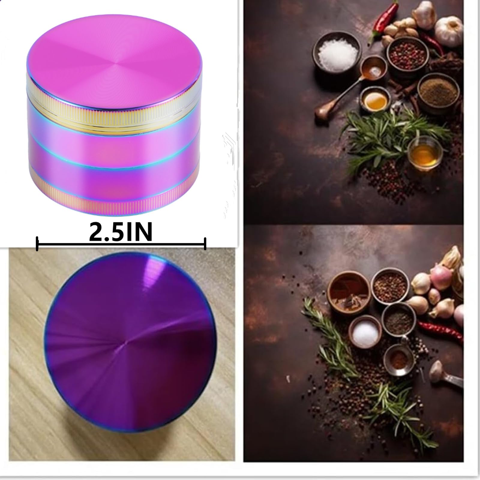 Premium 2.5 Inch Spice Grinder - Electric Herb Grinder with Stainless Steel Blades for Fresh Spices, Coffee, Nuts & Herbs - Perfect for Kitchen, Baking & Coffee Brewing