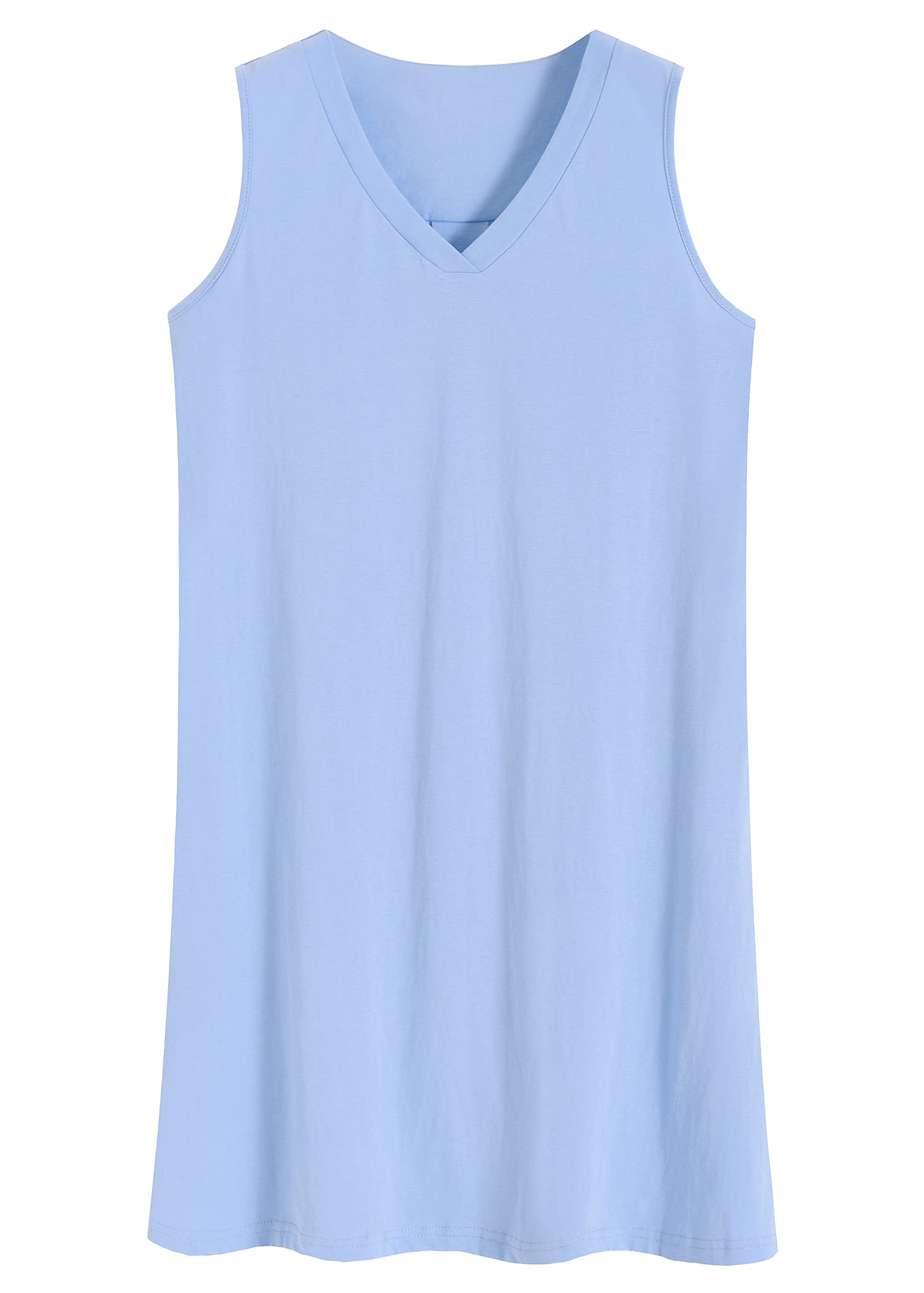 Women's Soft Cotton Sleeveless Nightgown with Pockets - Comfortable Sleepwear for Summer Nights, Lounge Wear at Home, and Travel PJs