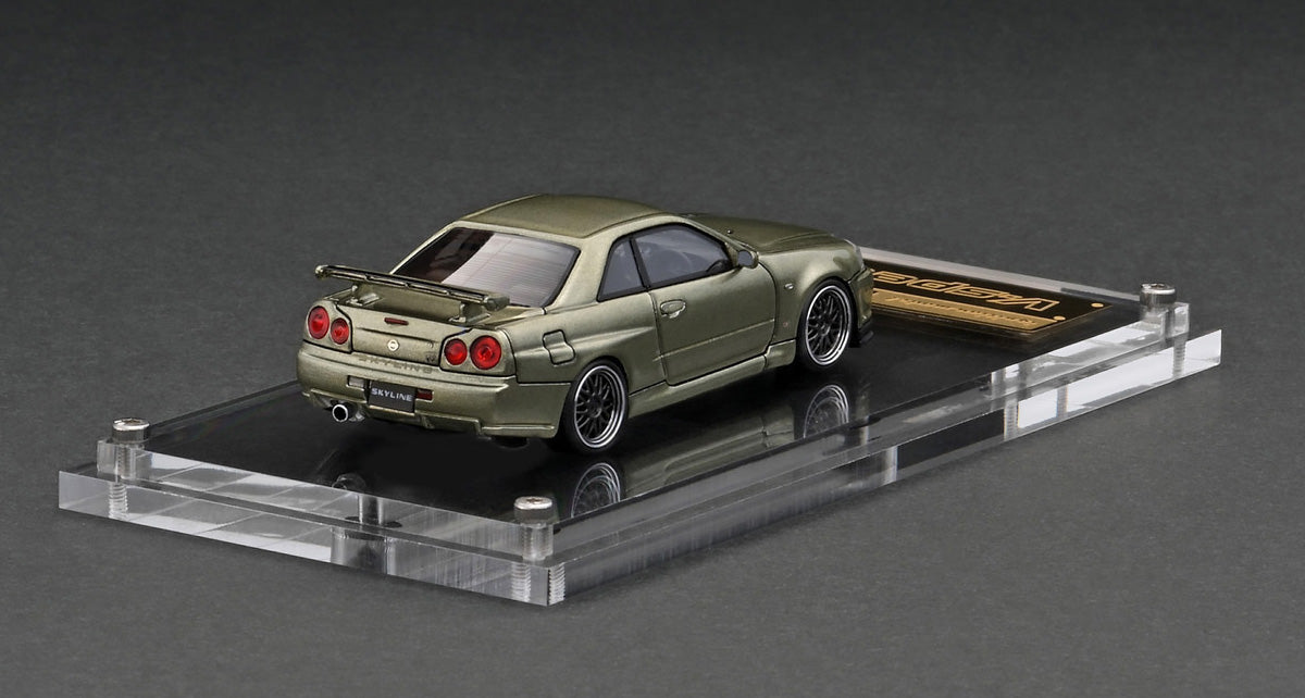 1/64 Nissan Skyline GT-R V-Spec II (R34) Diecast Model Car - Millennium Jade - Collectible Miniature Vehicle for Display, Racing Enthusiasts & Car Lovers