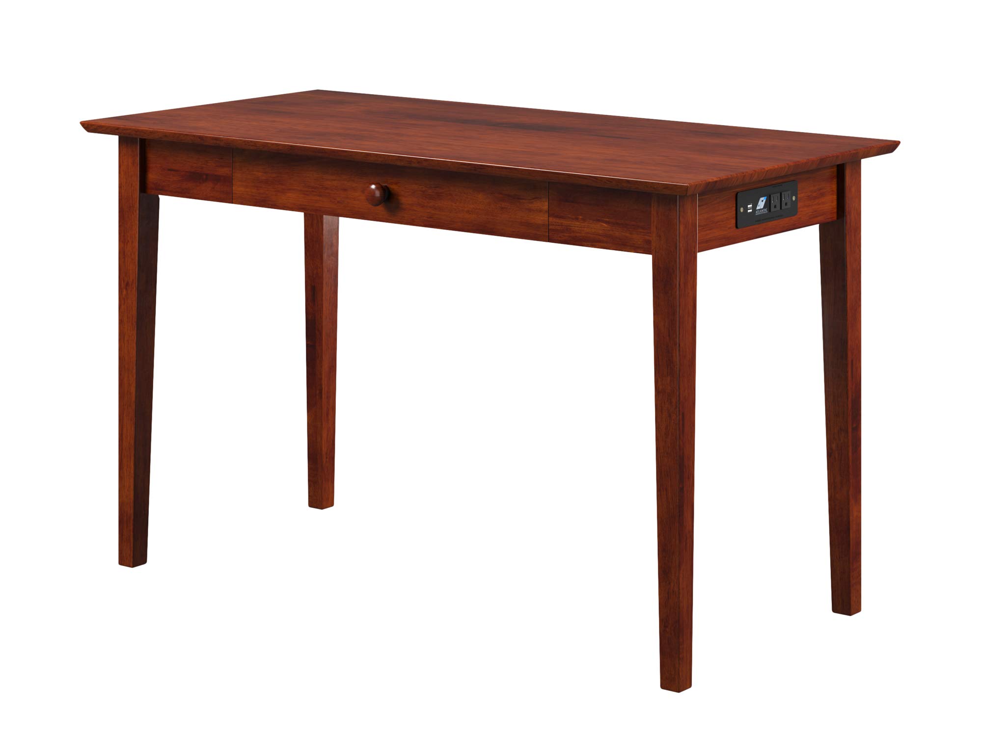 AFI Shaker Style Wooden Desk with Drawer & USB Charging Station - Walnut Finish Home Office Desk for Work & Study