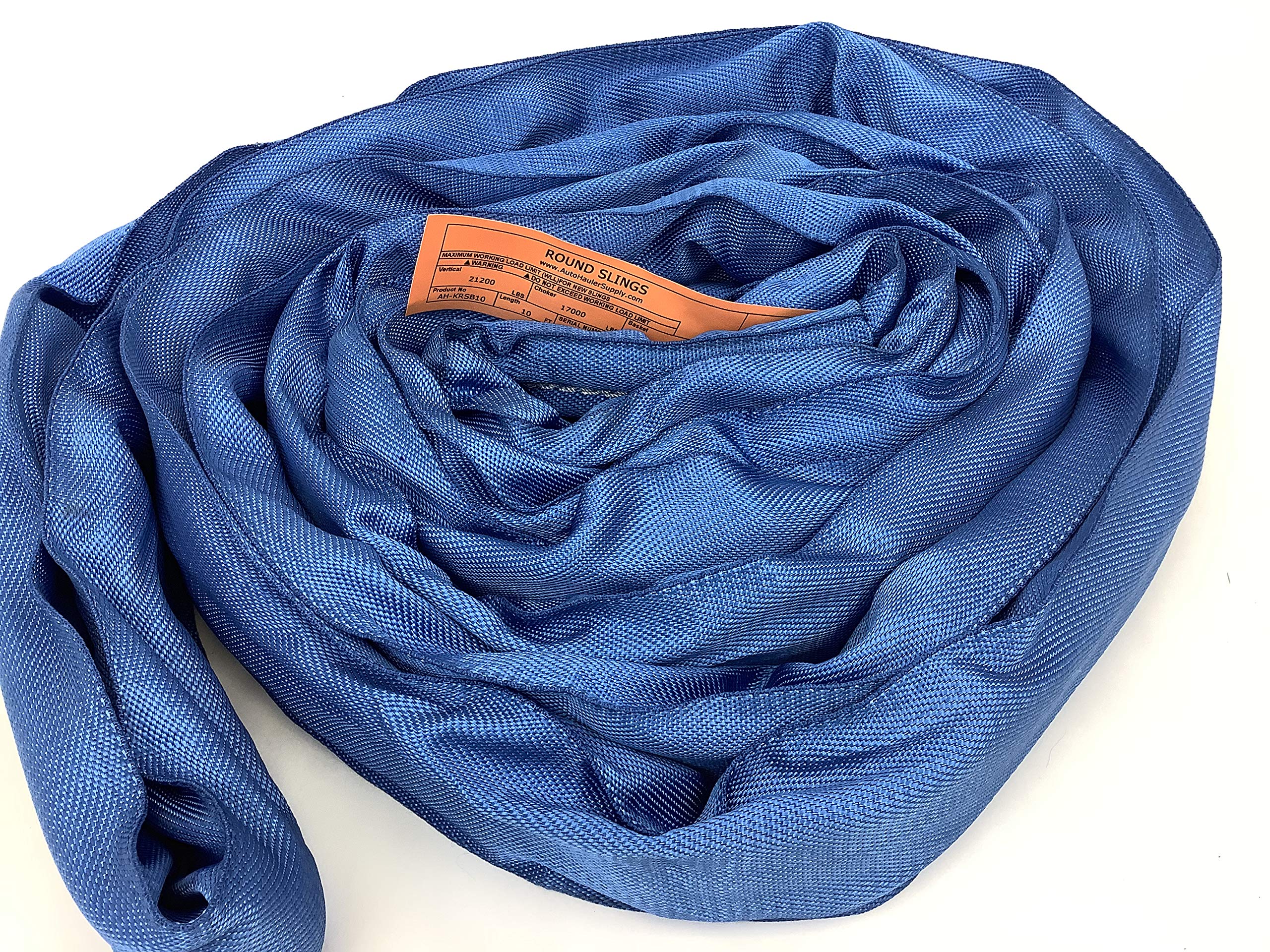 10 ft Endless Round Sling - 21,200 lb Vertical & 42,400 lb Basket WLL - Heavy Duty Blue Lifting Sling for Construction, Towing, and Industrial Applications