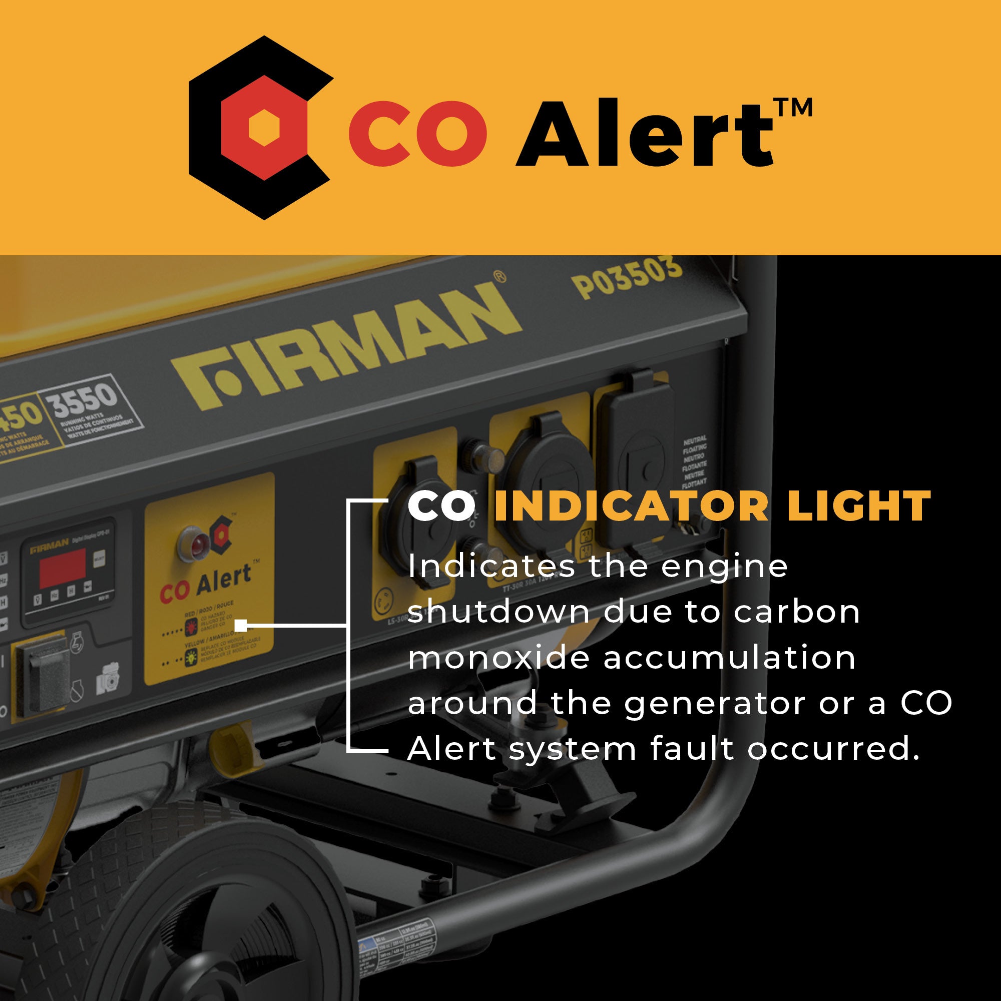 4450W Portable Gas Generator with Recoil Start & CO Alert - 120V Power for Camping, Emergencies & Outdoor Activities