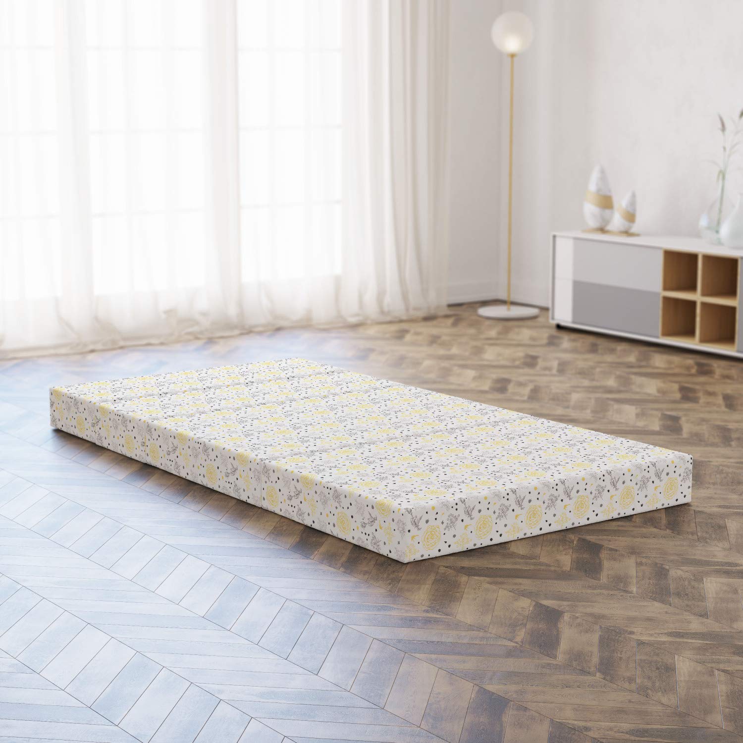Ambesonne Grunge Foldable Mattress - Floral Roses Design, 74.8